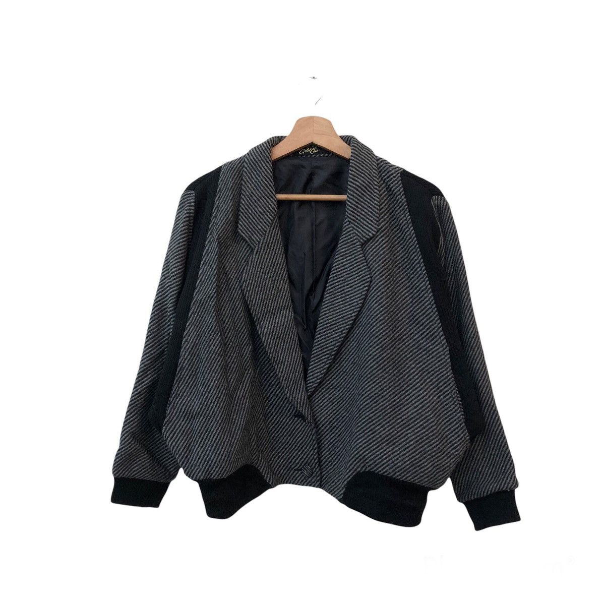 VINTAGE GOLD CAT BOMBER JACKET HERRINGBONE DESIGN