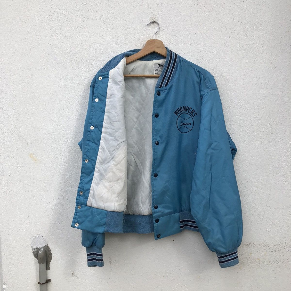 Japanese Brand VINTAGE SATIN VARSITY JACKET BIG LOGO WHOMPERS BRIAN Size US L / EU 52-54 / 3 - 11 Thumbnail