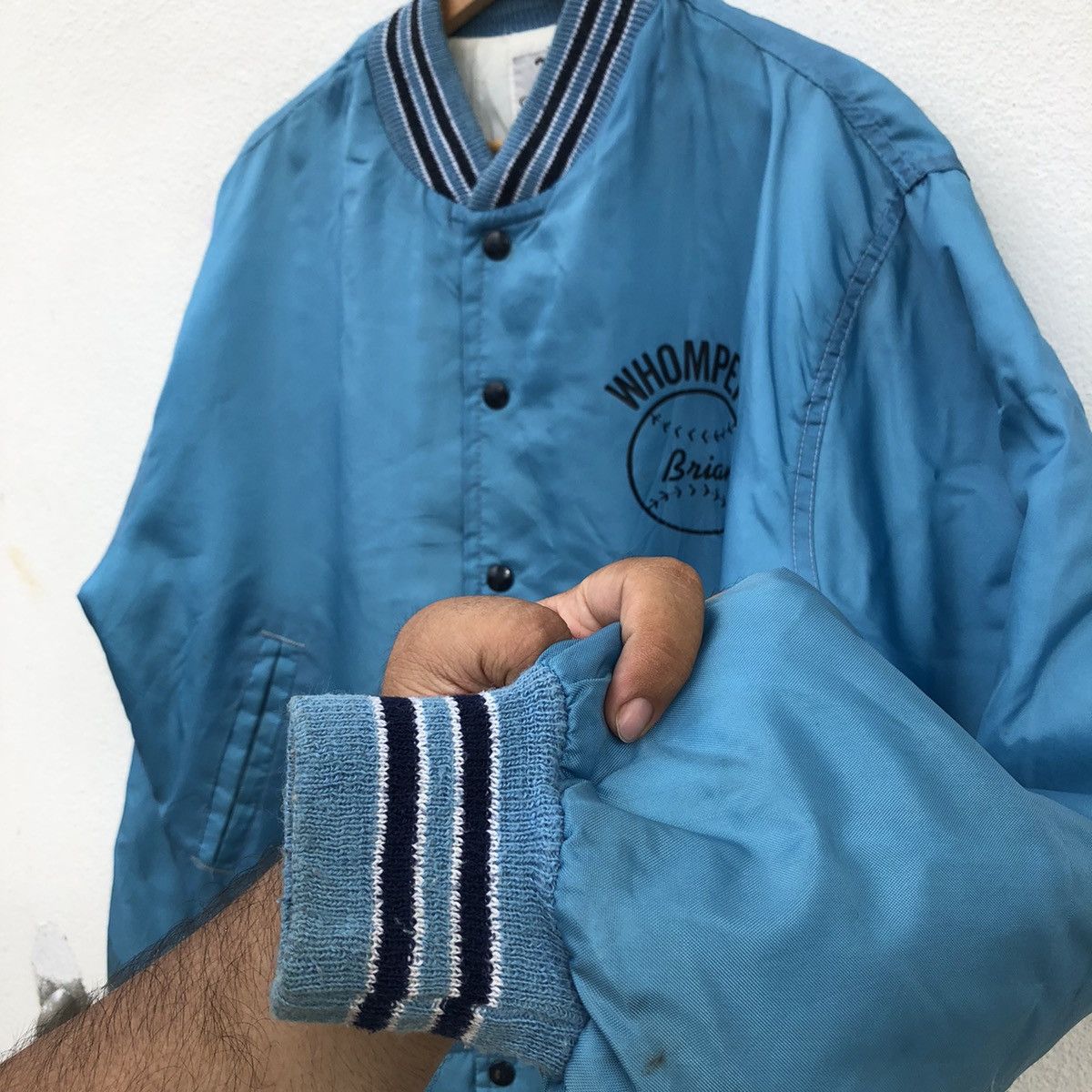 Japanese Brand VINTAGE SATIN VARSITY JACKET BIG LOGO WHOMPERS BRIAN Size US L / EU 52-54 / 3 - 6 Thumbnail