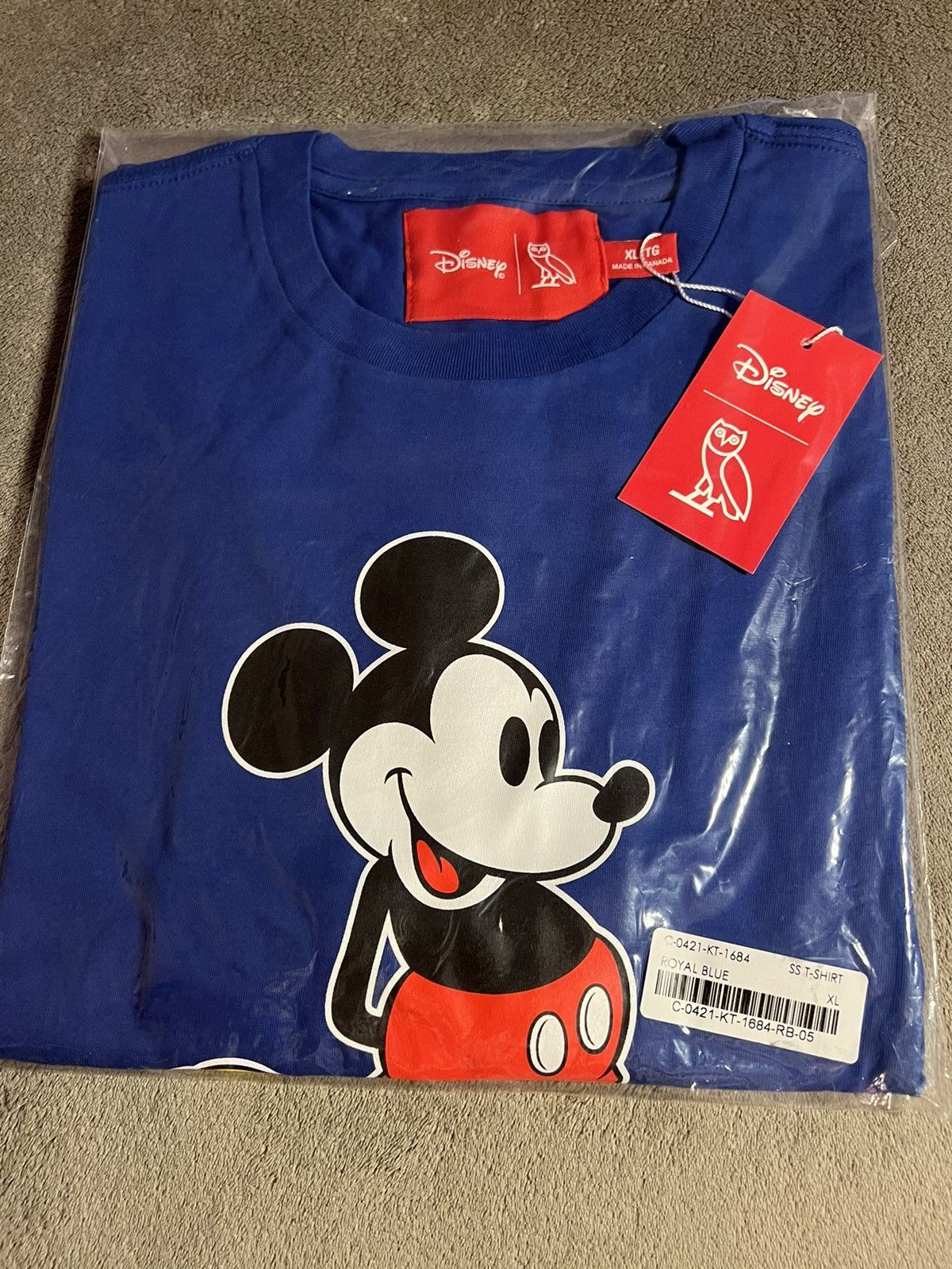 image of Ovo X Disney Classic Mickey Mouse T-Shirt Tee in Blue, Men's (Size XL)