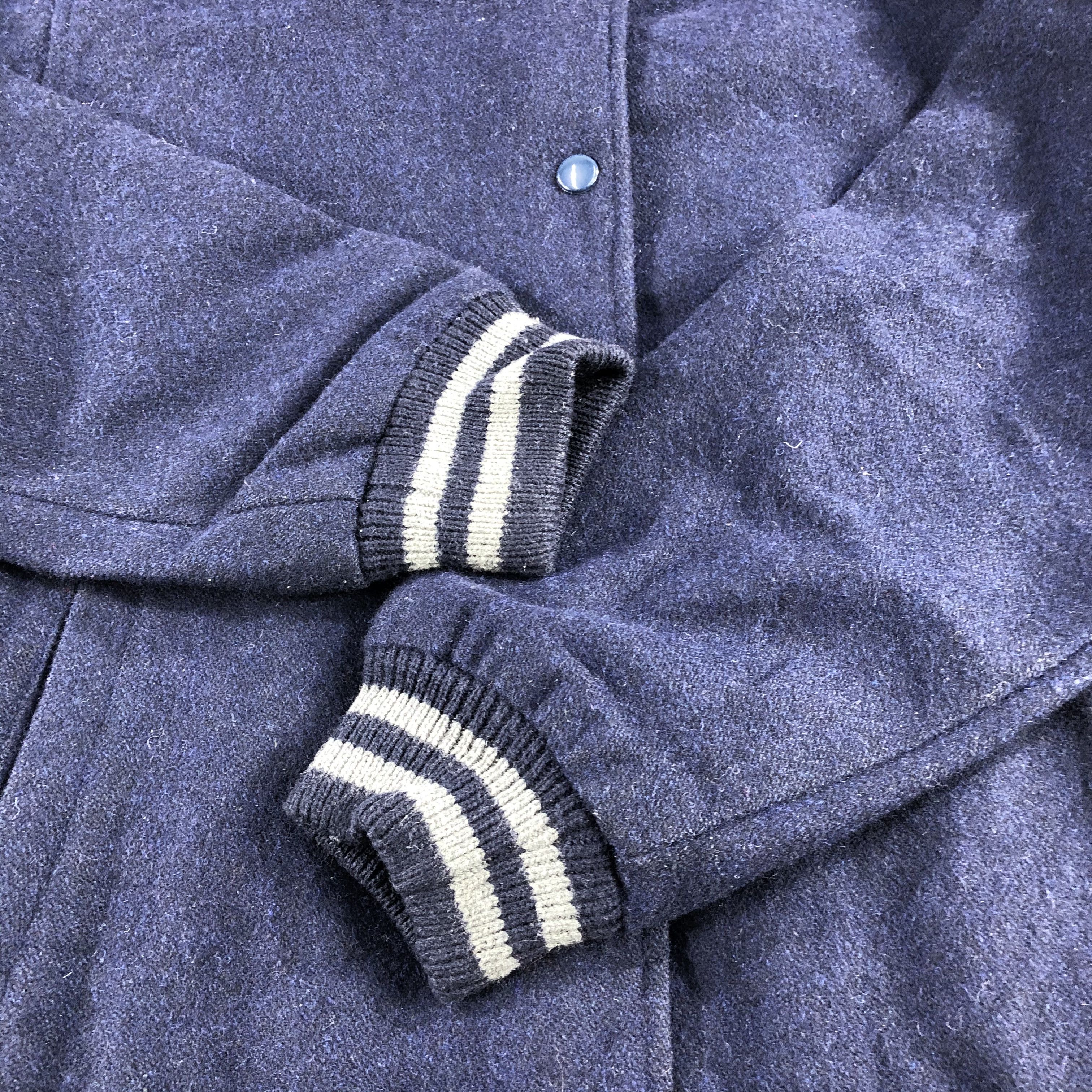 Japanese Brand 90s Bonmarlen Blue Wool Bomber Varsity Jacket JC58 Size US S / EU 44-46 / 1 - 4 Thumbnail