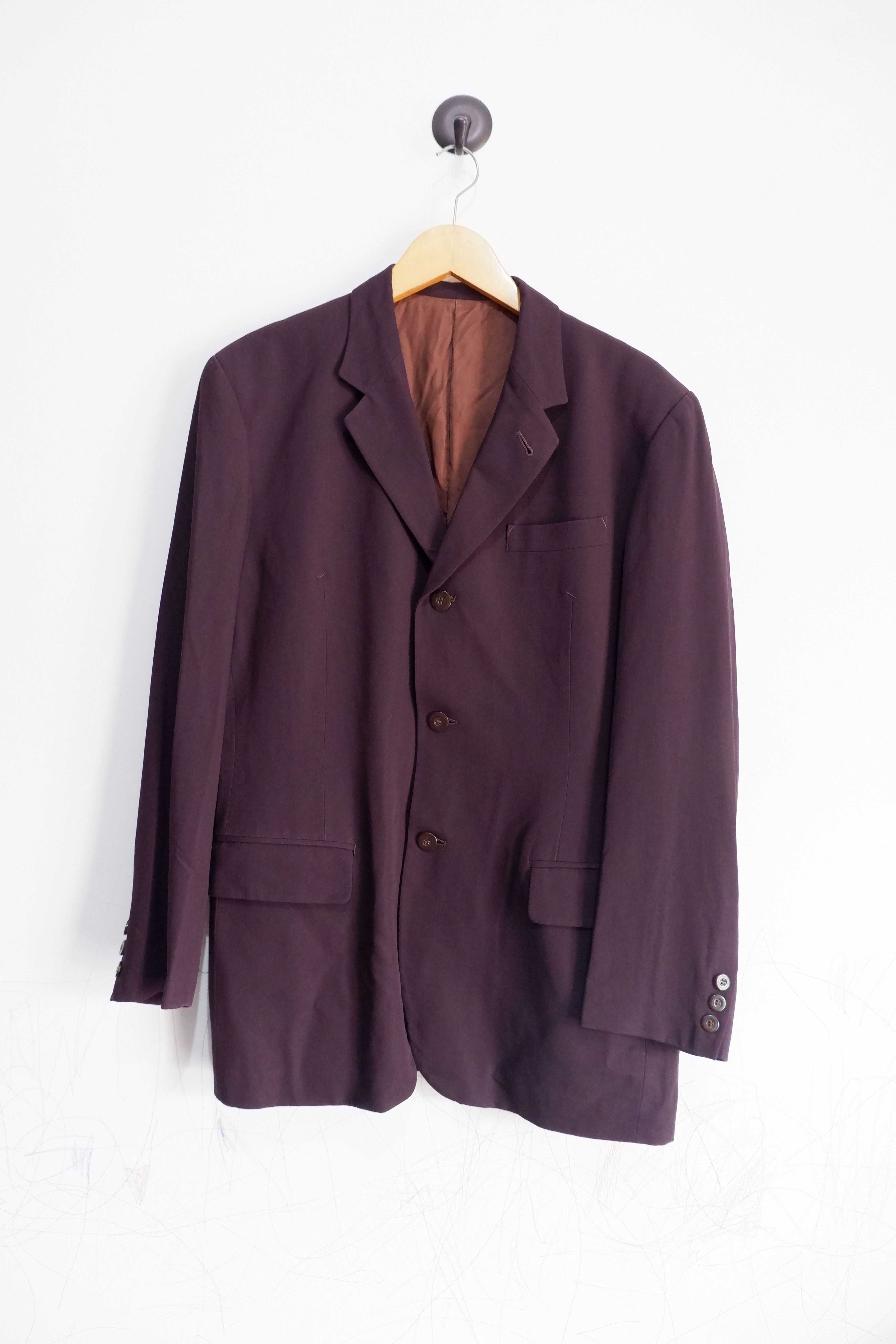image of Avant Garde x Italian Designers Vintage Jean Paul Gaultier Wool Gabardine Blazer Jacket in Maroon (