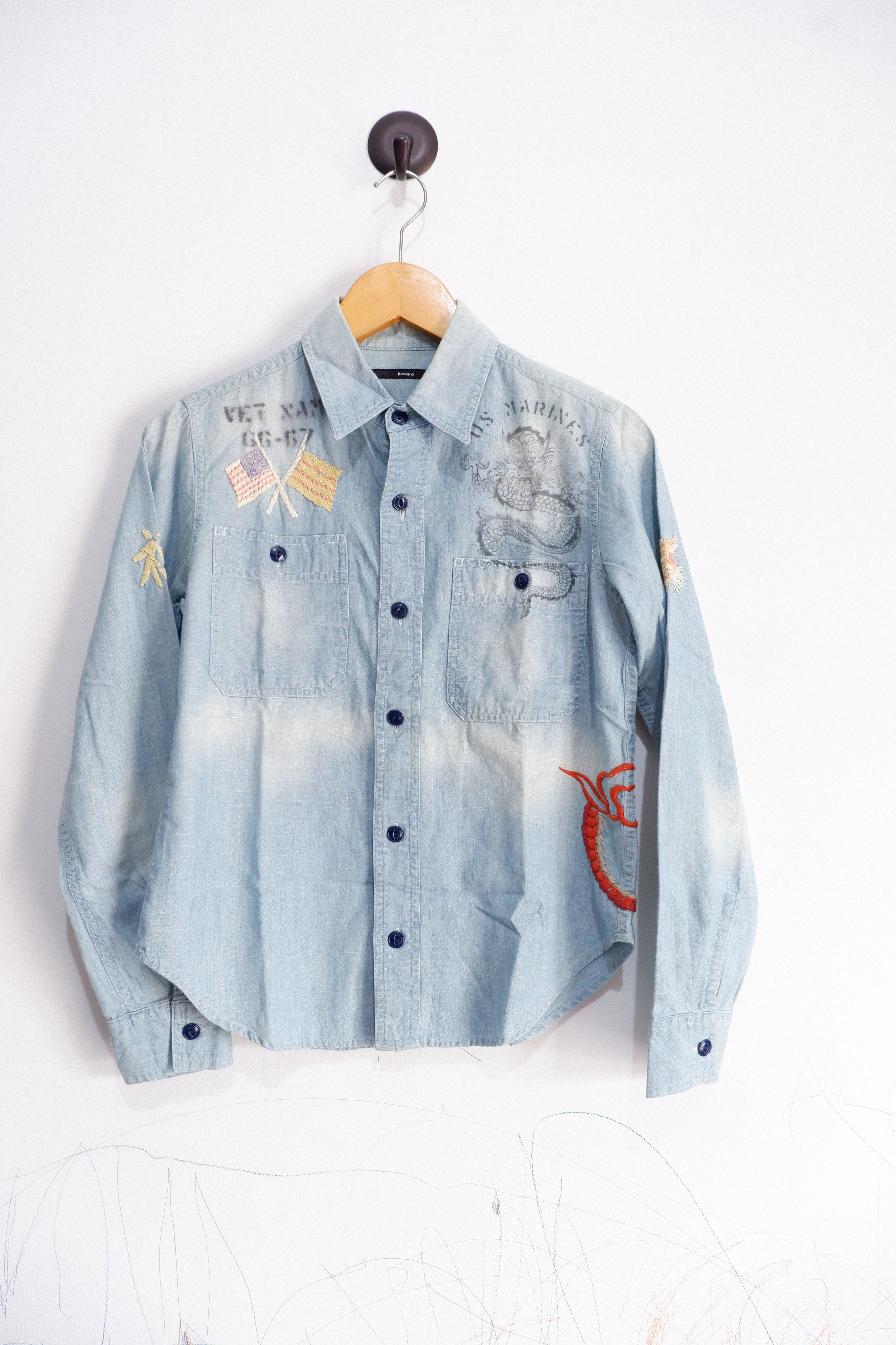 Japanese Brand Vintage Kastane Embroidered Chambray Shirt Size US S / EU 44-46 / 1 - 1 Thumbnail