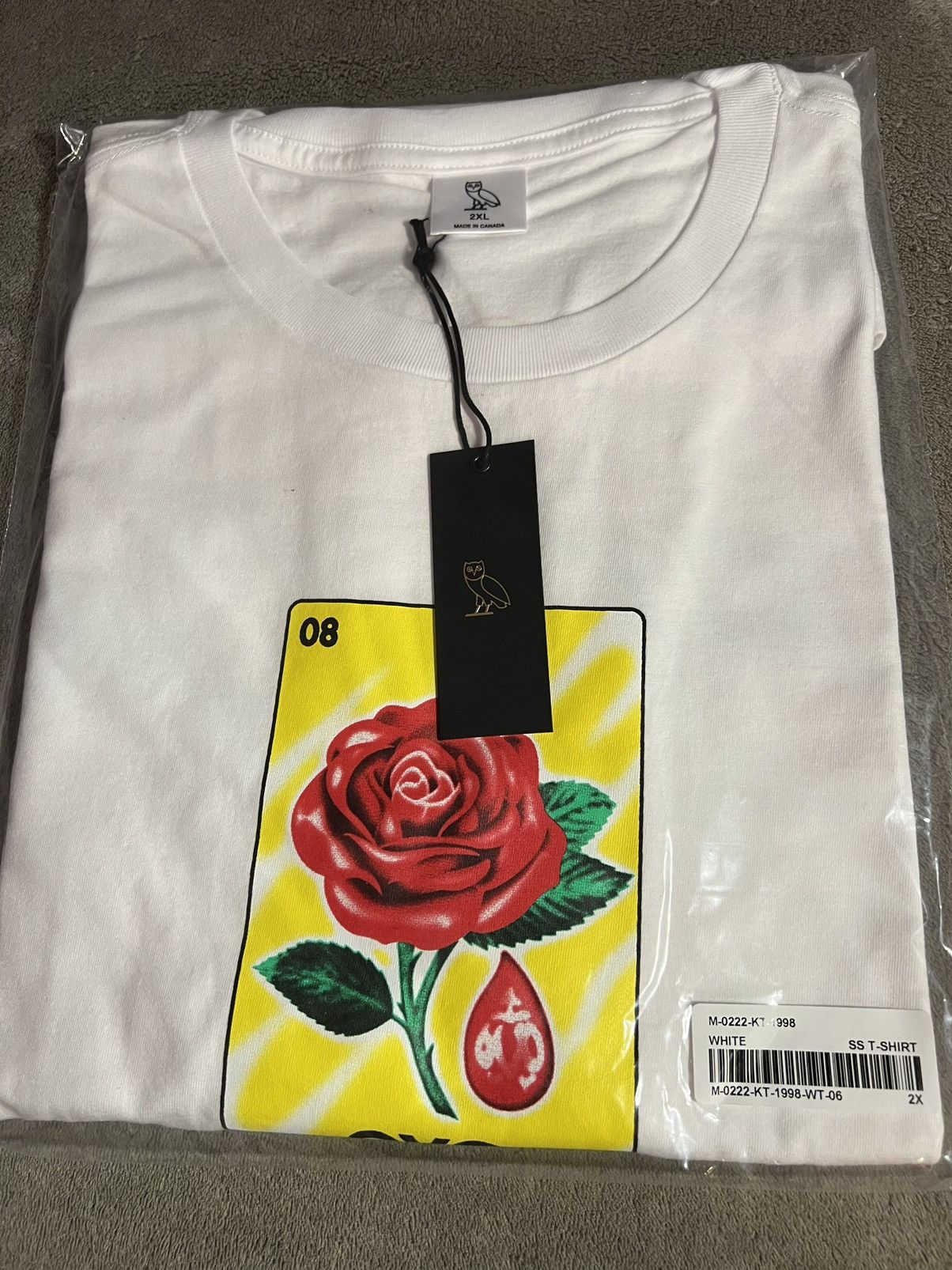 image of Octobers Very Own Ovo T-Shirt Clb Rose Tee White , Men's (Size 2XL)