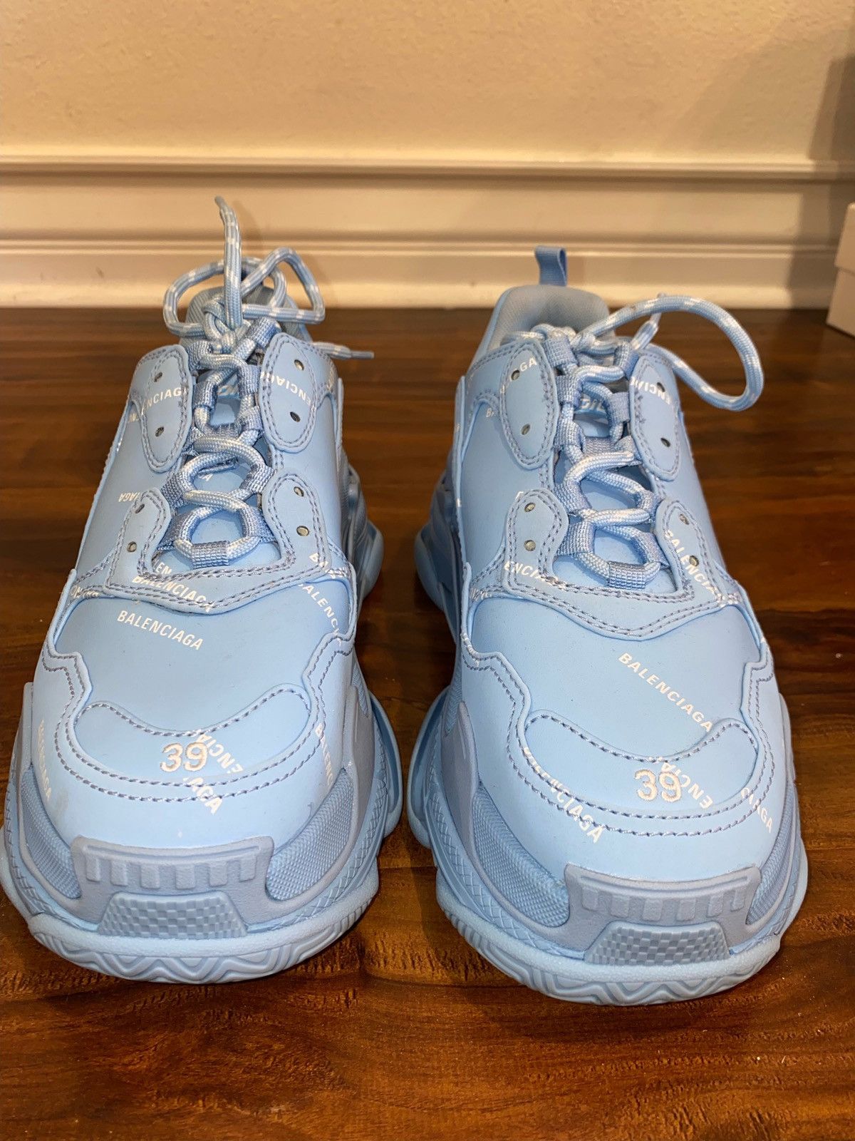 image of Balenciaga Triple S Shoes in Blue, Women's (Size 9)