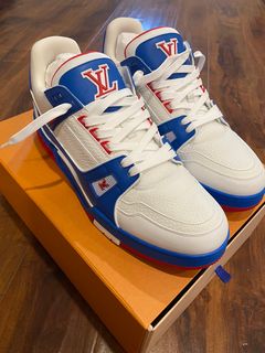 Louis Vuitton Blue LV Trainer Sneaker Size 11 US 12.5 Virgil Abloh Rainbow  Shoe
