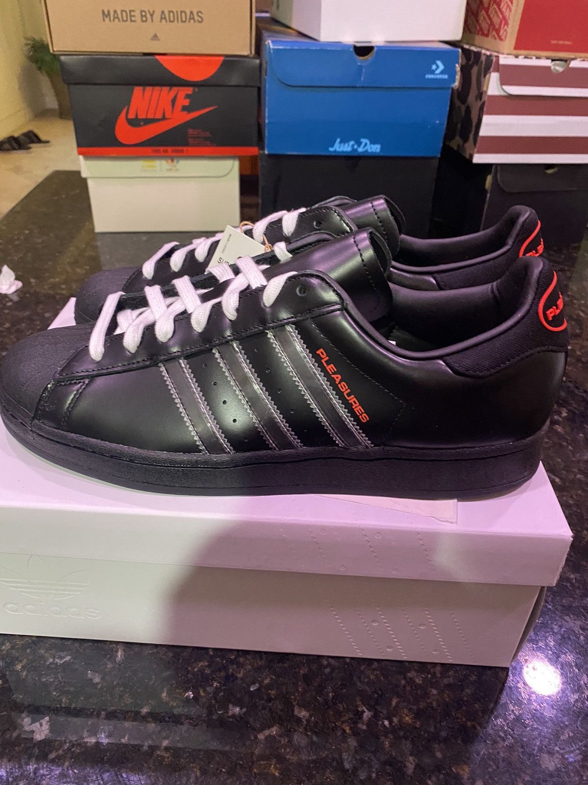 pleasures x adidas superstar sneakers