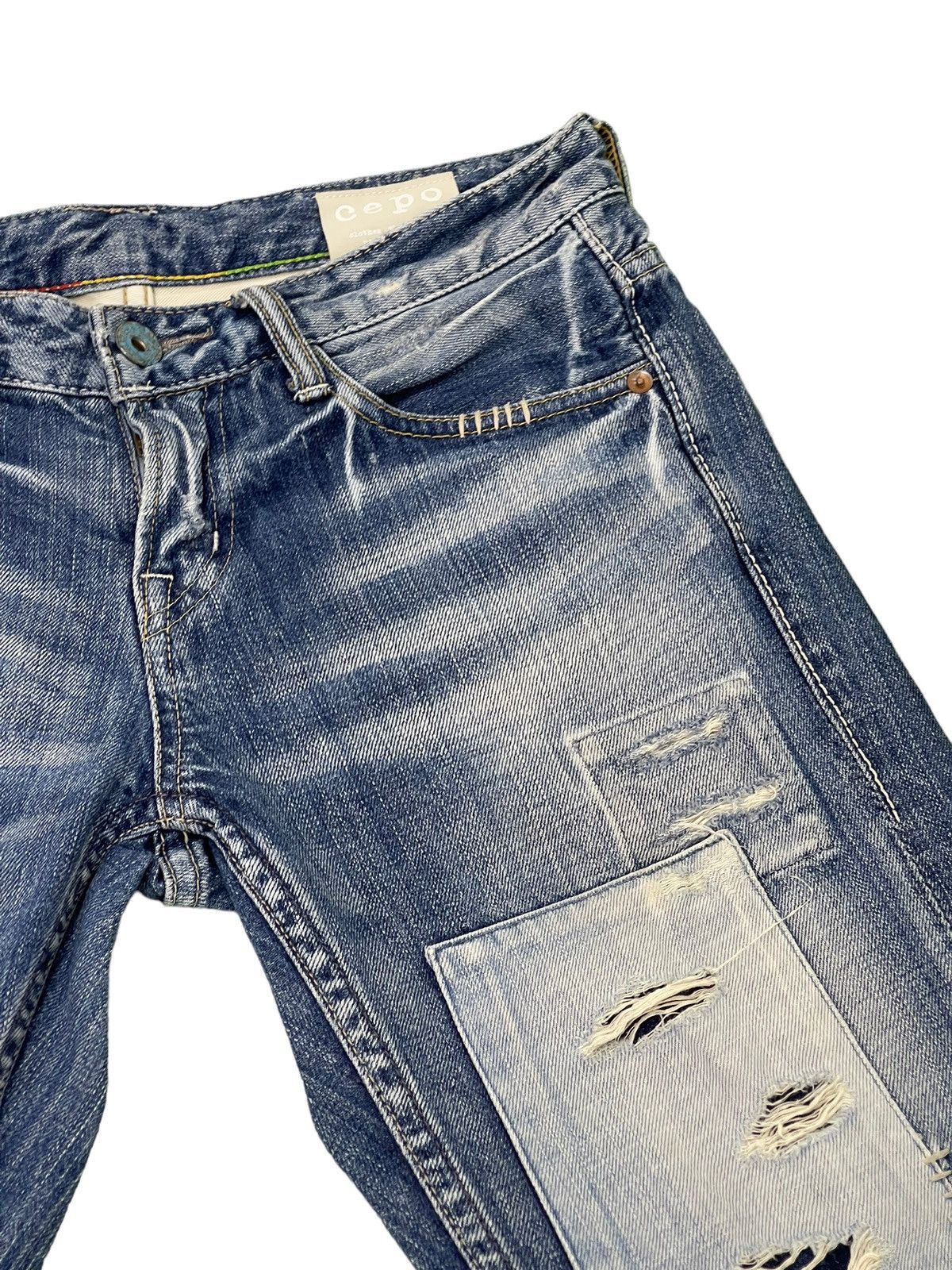 Japanese Brand Slim Jeans Cepo Japan Patchwork Boro Denim Distress 13🟦 Size US 31 - 9 Thumbnail
