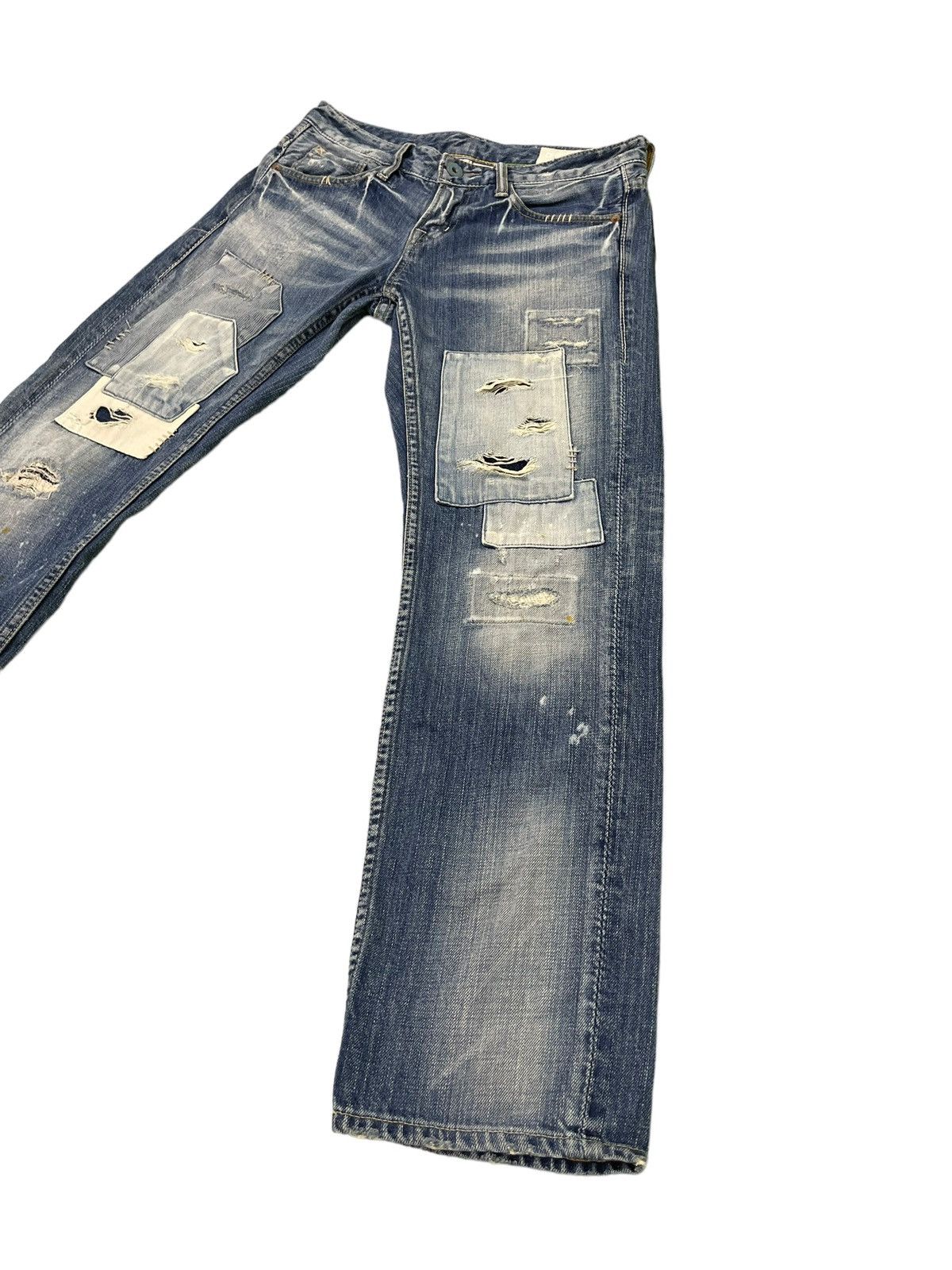Japanese Brand Slim Jeans Cepo Japan Patchwork Boro Denim Distress 13🟦 Size US 31 - 3 Thumbnail