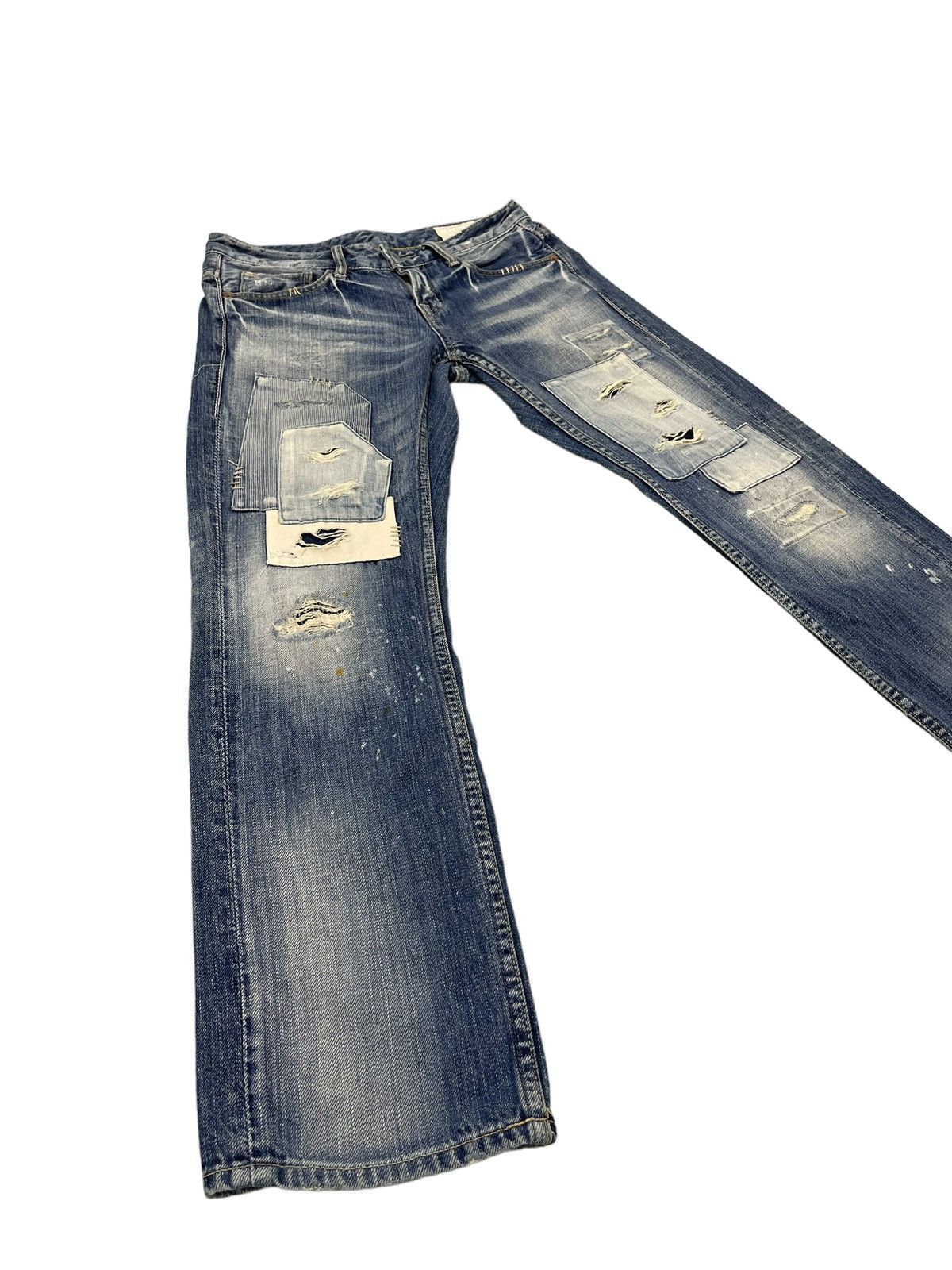 Japanese Brand Slim Jeans Cepo Japan Patchwork Boro Denim Distress 13🟦 Size US 31 - 2 Thumbnail