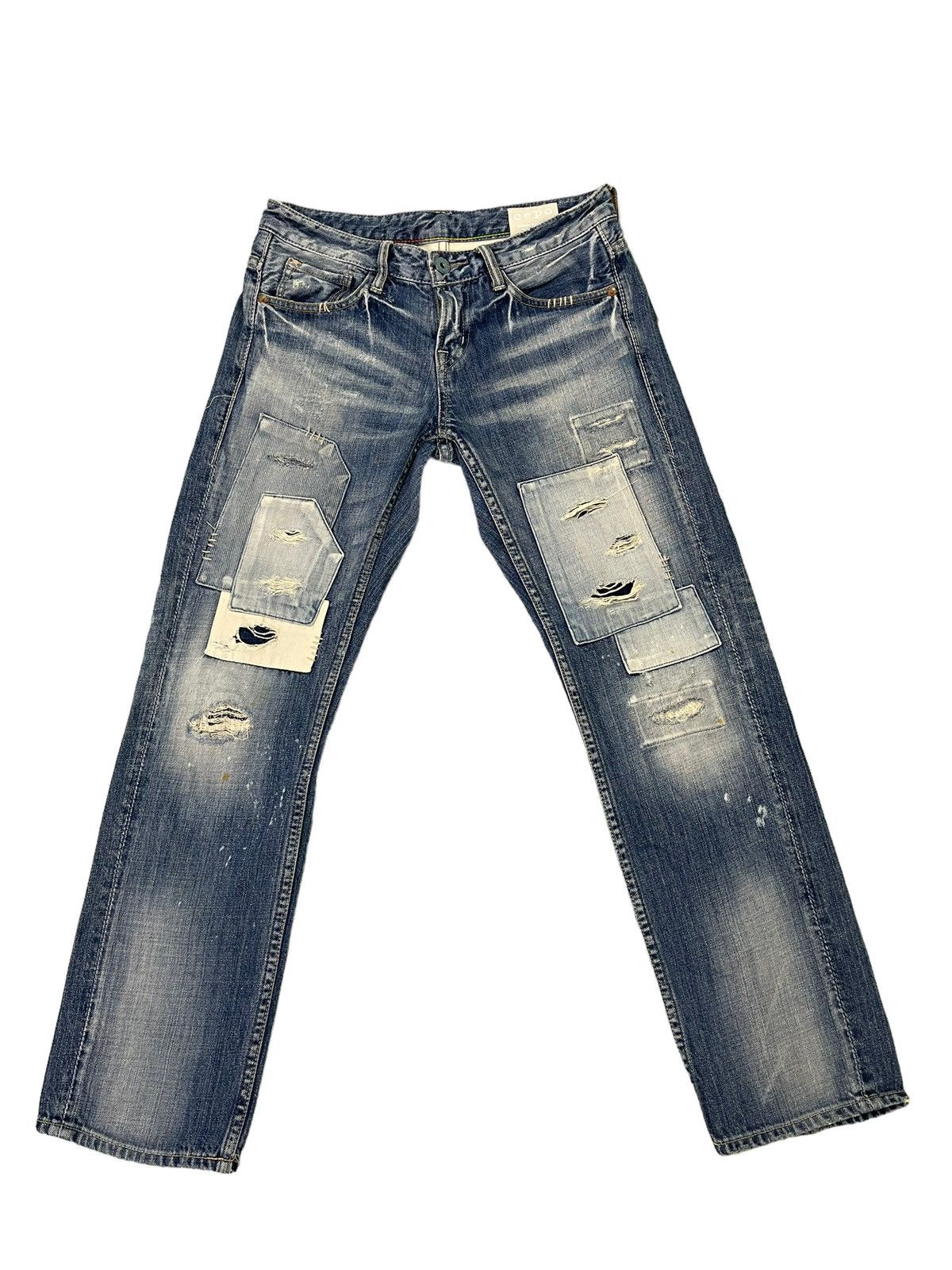 Japanese Brand Slim Jeans Cepo Japan Patchwork Boro Denim Distress 13🟦 Size US 31 - 1 Thumbnail