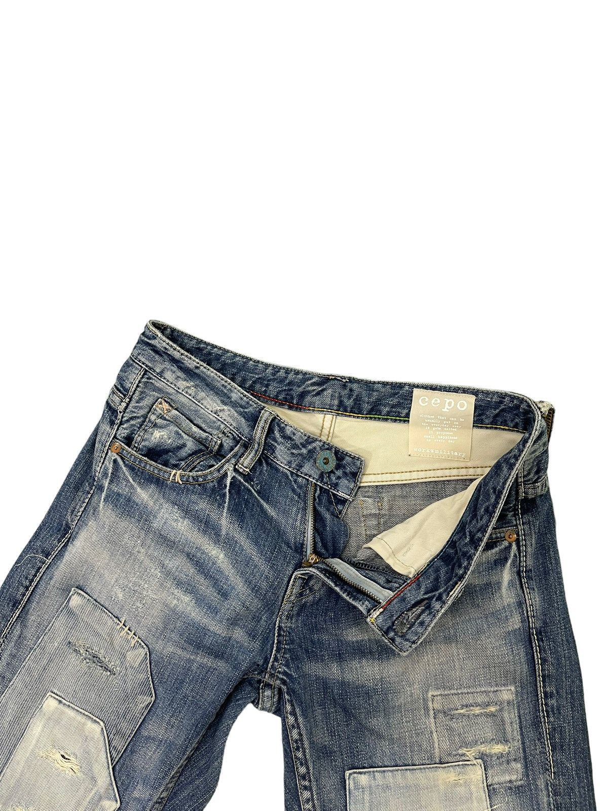 Japanese Brand Slim Jeans Cepo Japan Patchwork Boro Denim Distress 13🟦 Size US 31 - 11 Thumbnail