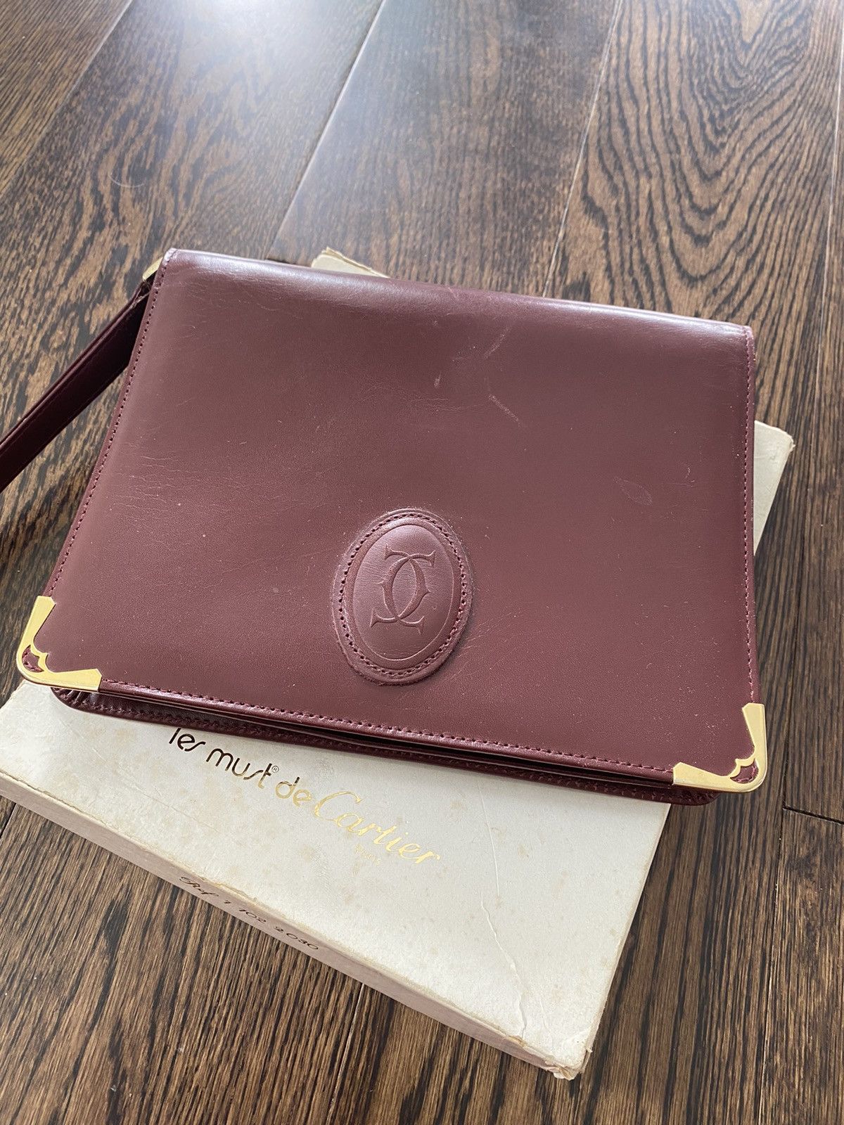 image of Vintage Cartier Clutch Bag in Maroon, Men's