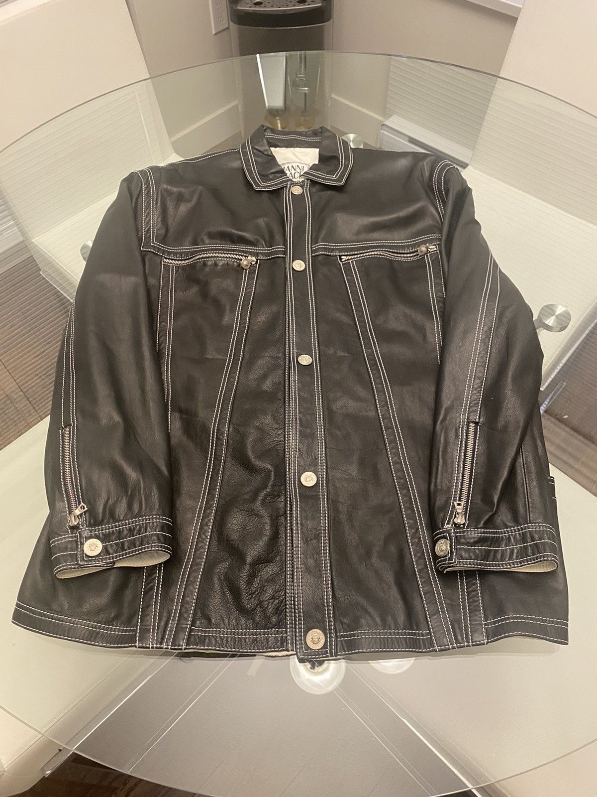 Designer × Versace × Vintage RARE ARCHIVAL GIANNI VERSACE LAMB SKIN JACKET Size US XL / EU 56 / 4 - 1 Thumbnail