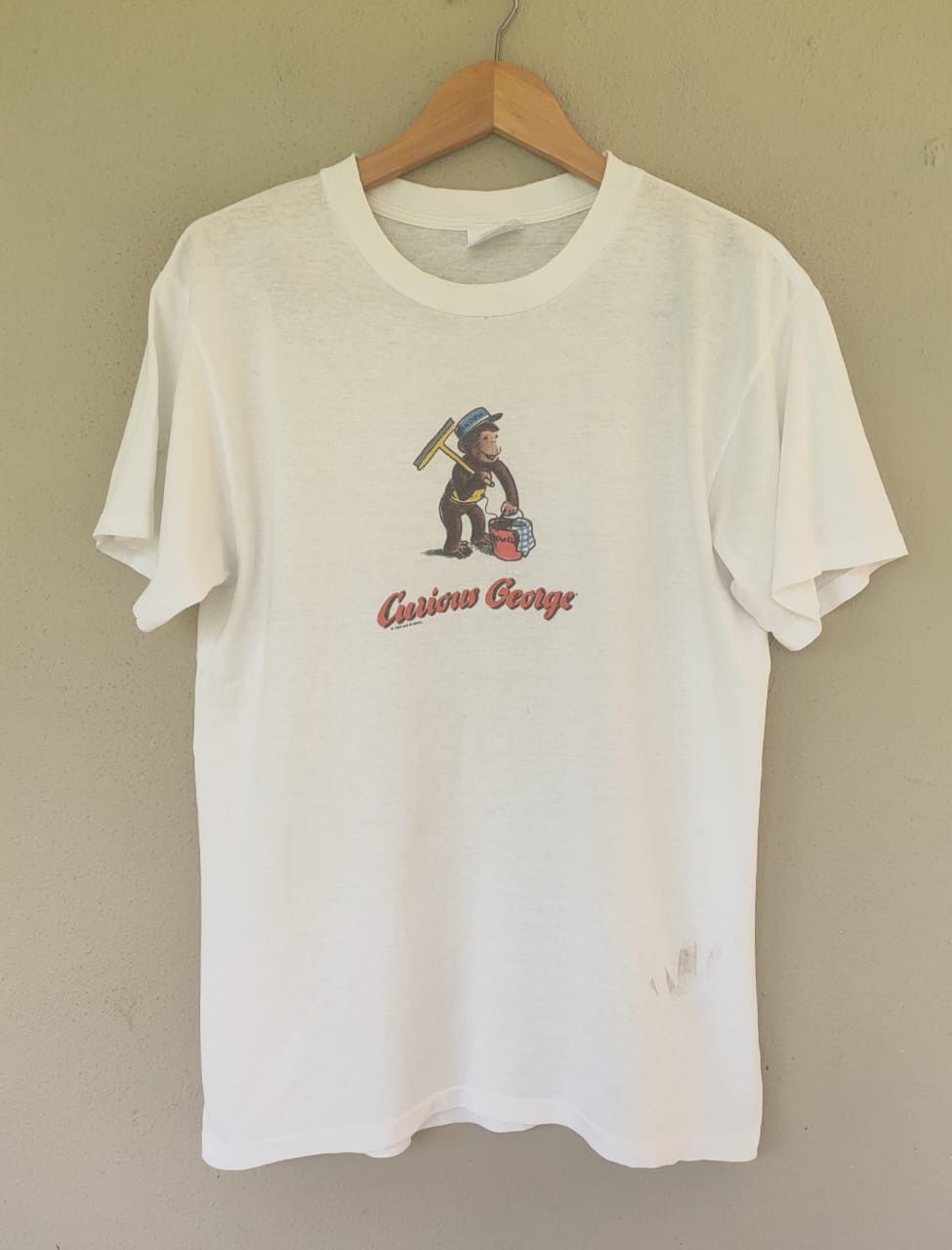 image of Cartoon Network x Vintage 90's Vintage Curious George Cartoon T in White, Men's (Size Medium)