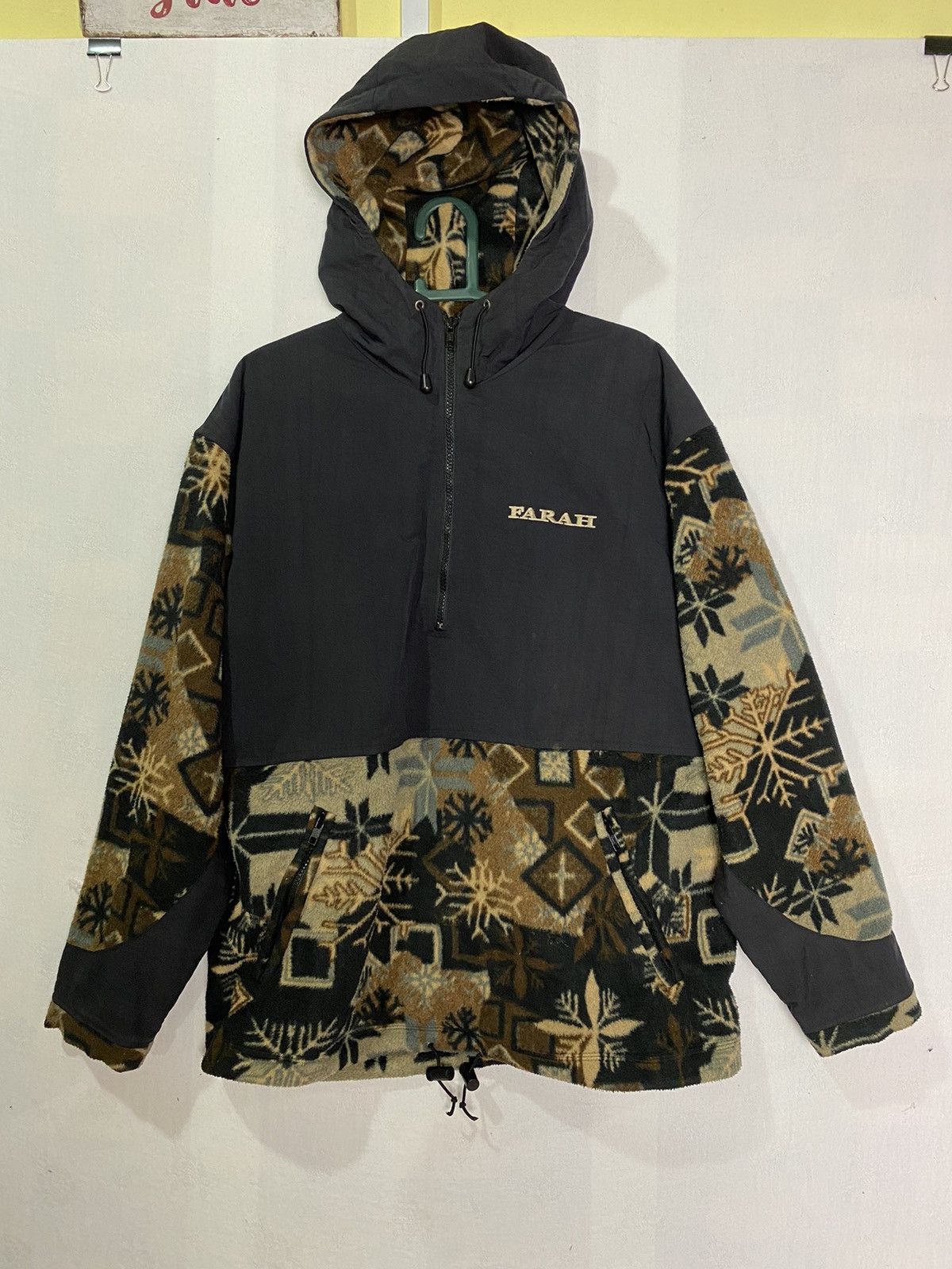 Farah FARAH Half Zipped Fleece Nylon Hoodie Jacket Size US L / EU 52-54 / 3 - 3 Thumbnail
