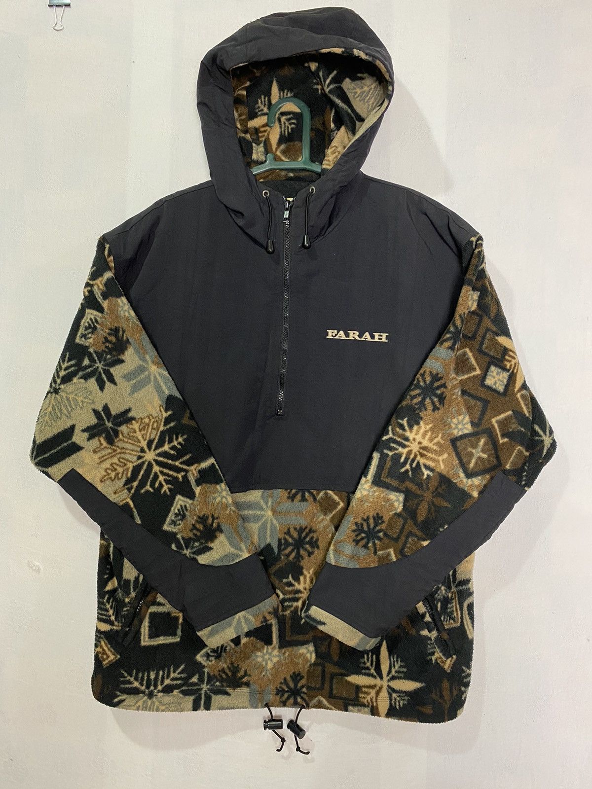 Farah FARAH Half Zipped Fleece Nylon Hoodie Jacket Size US L / EU 52-54 / 3 - 2 Thumbnail