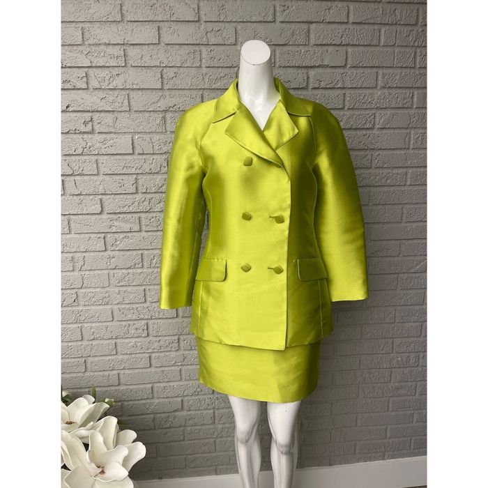 Other Genny Shiny Lime Green Double Breasted 2 Pcs Skirt Suit Set Grailed