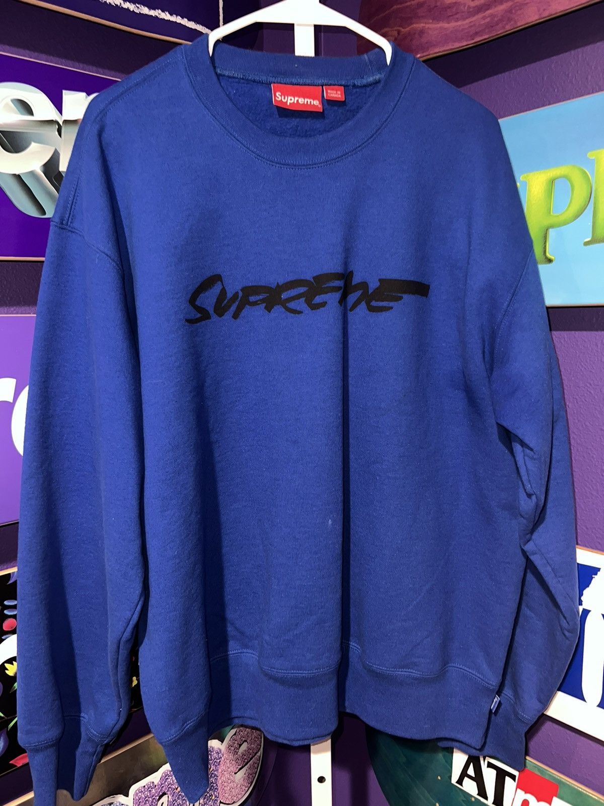 image of Futura Logo Crewneck in Royal, Men's (Size Large)