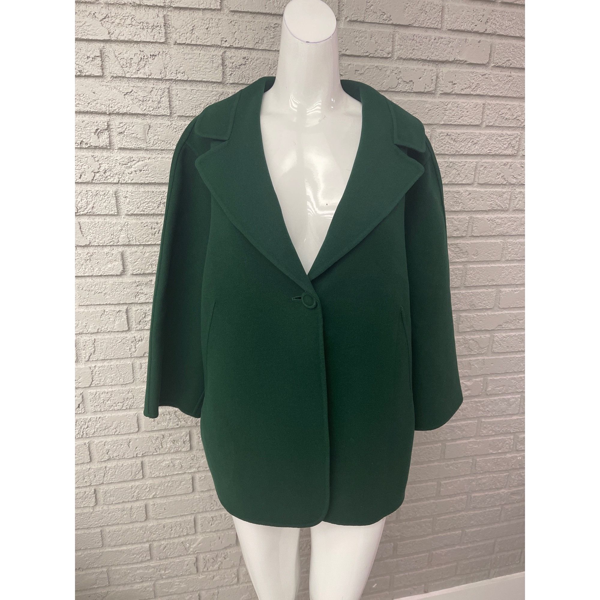 Talbots Green 100% Wool Cape / Blazer Size L