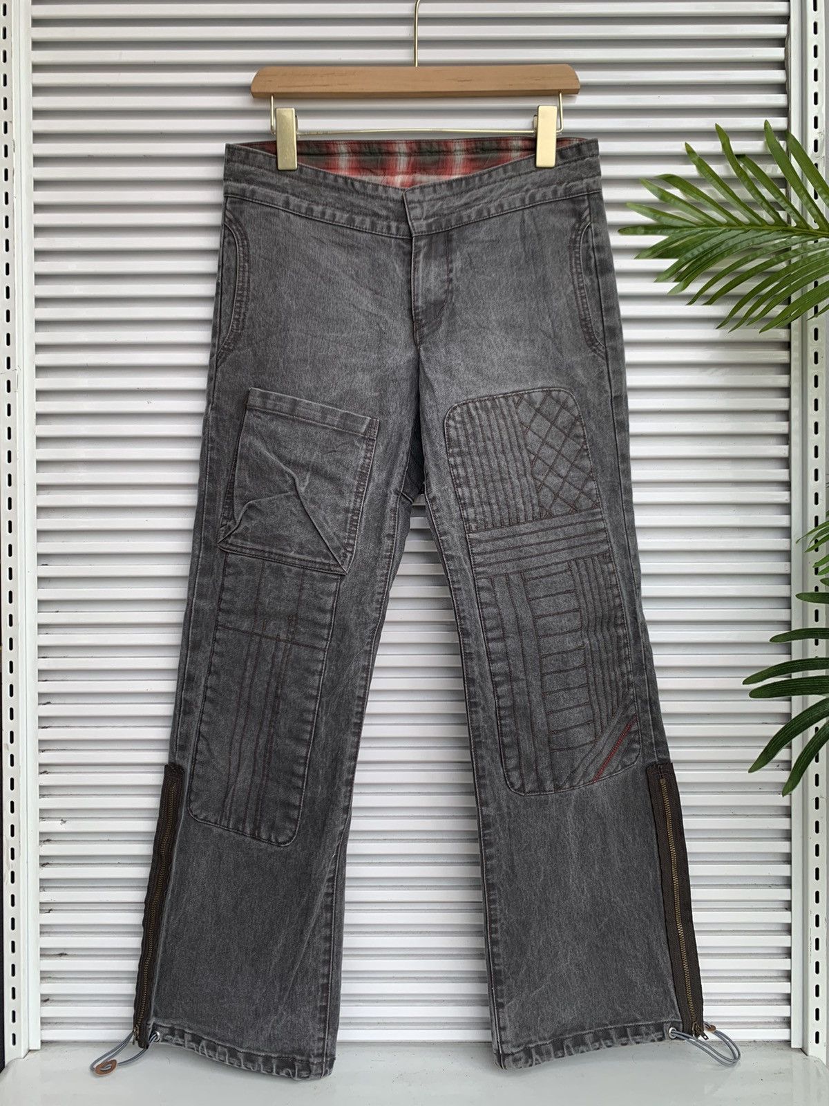 image of Avant Garde x Beauty Beast Wafflish Waffle Double Knee Kapital Design Jeans Pants in Grey (Size 31)
