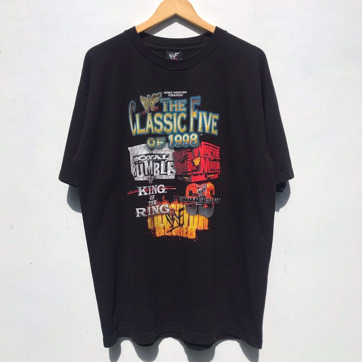 T-shirt Vintage WWF The Rock 2002 - Taille XL, Noir, Neuf Avec étiquettes (WWE)