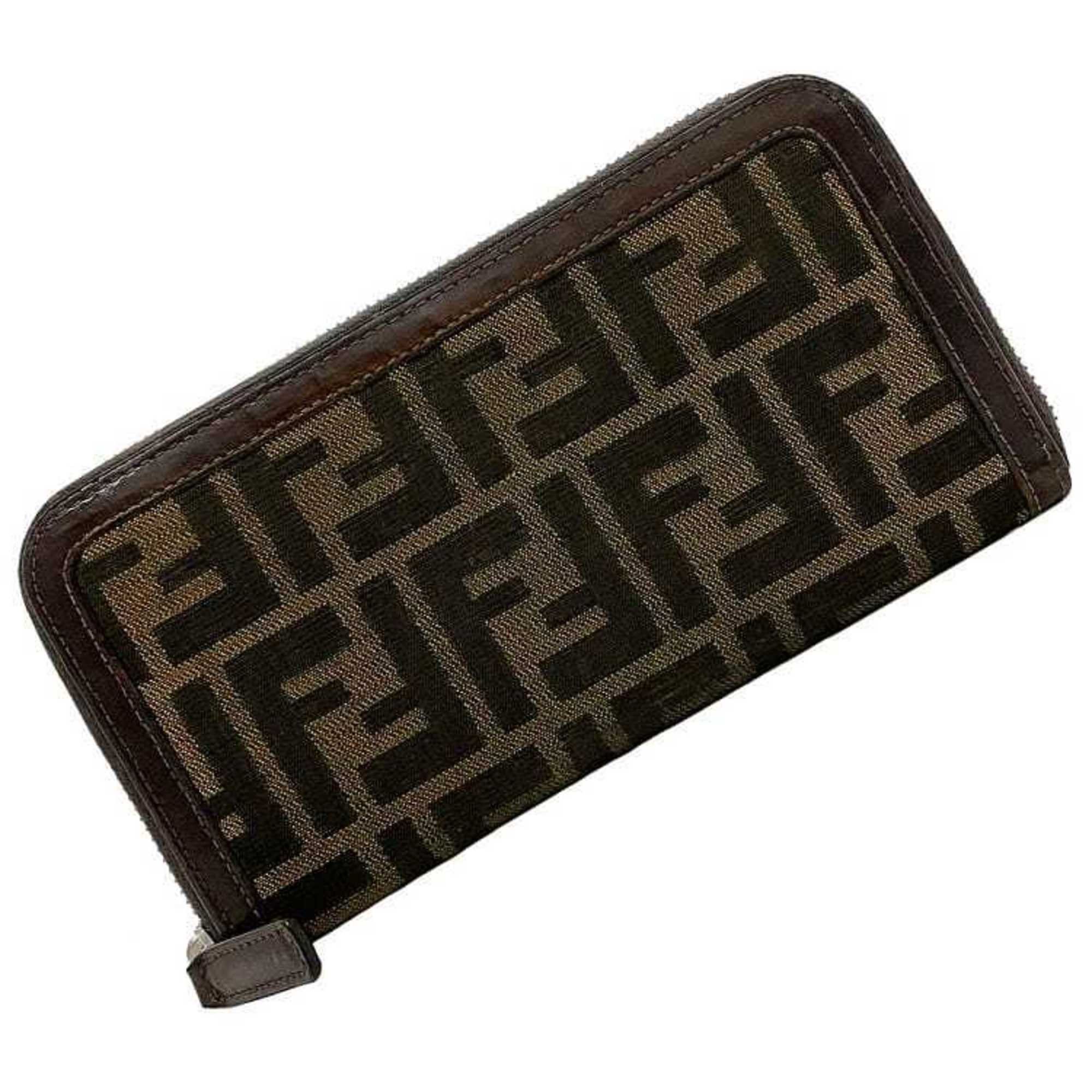 Fendi Fendi long wallet khaki brown Zucca 2268 canvas leather