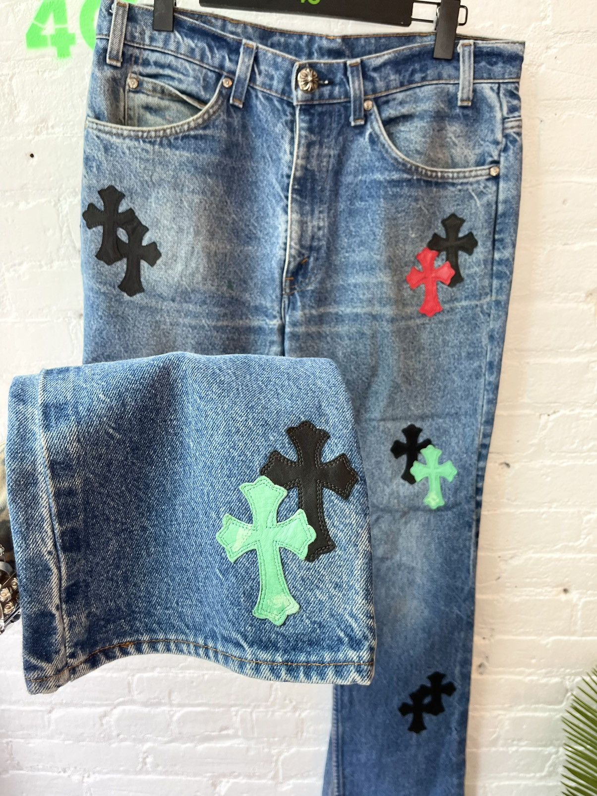Chrome Hearts Chrome Hearts OFFSET PERSONAL Cross Patch Levi Jeans ...