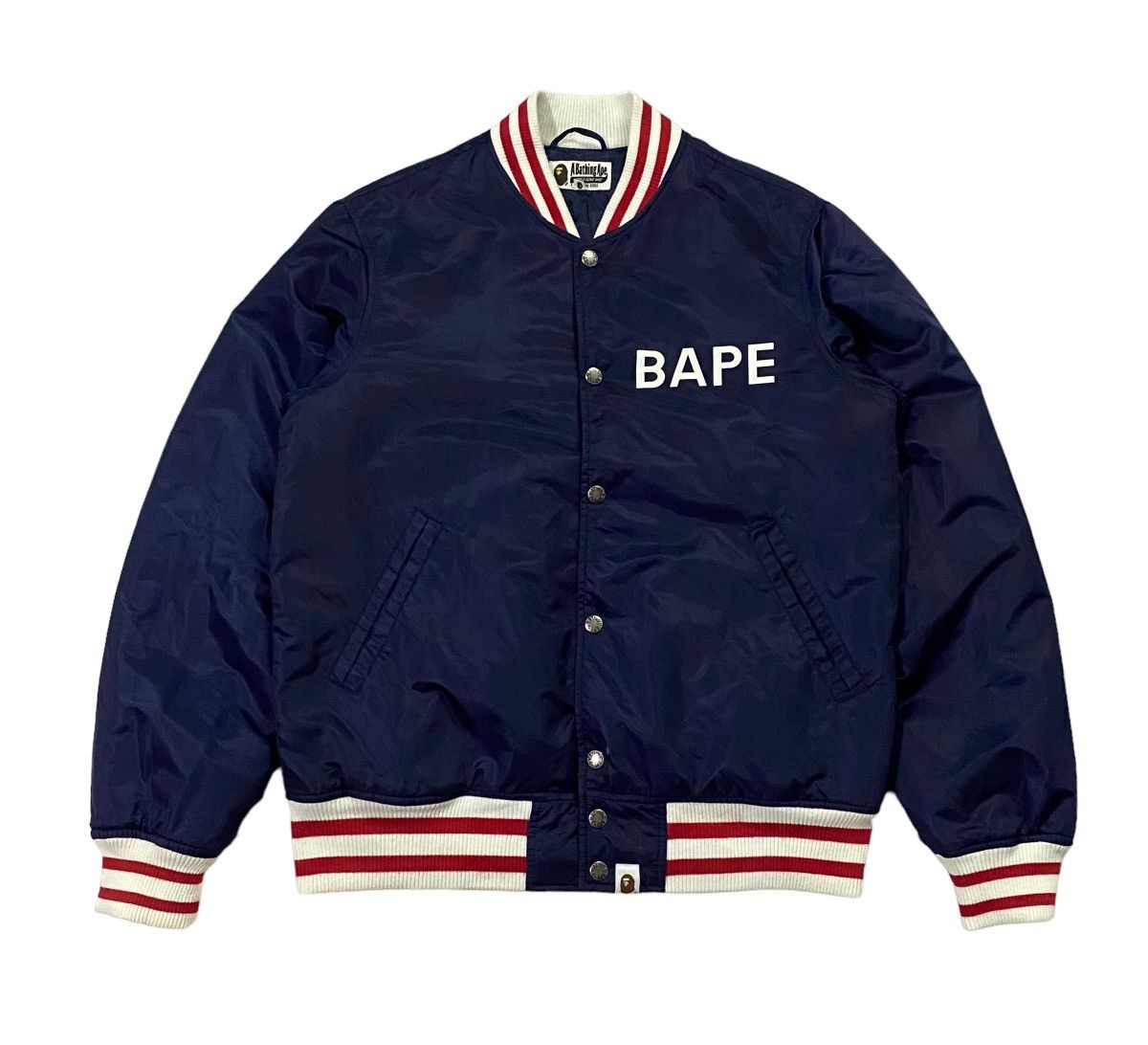Bape A Bathing Ape ( BAPE ) Satin Baseball Jacket Size US M / EU 48-50 / 2 - 2 Thumbnail
