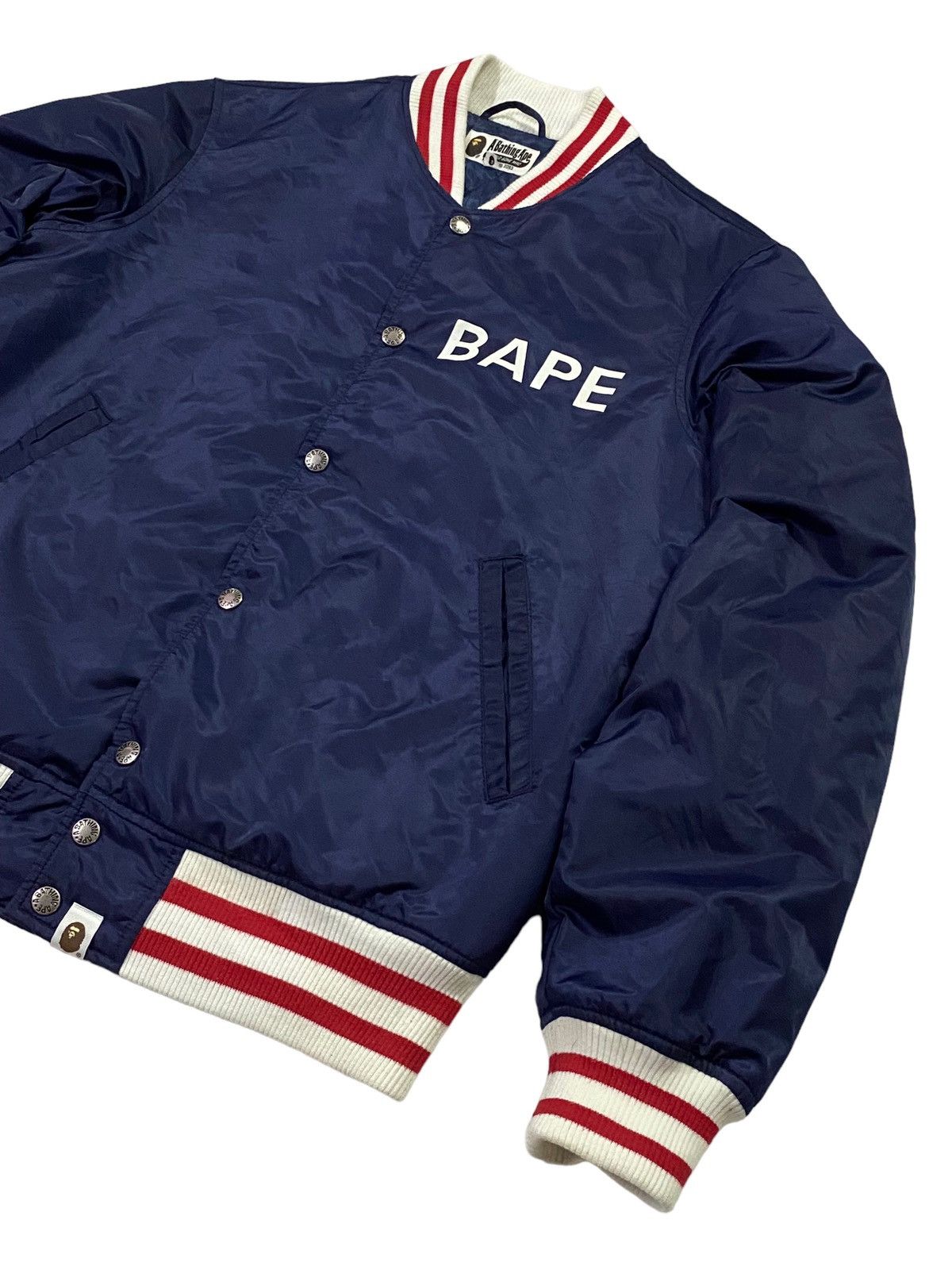 Bape A Bathing Ape ( BAPE ) Satin Baseball Jacket Size US M / EU 48-50 / 2 - 22 Thumbnail