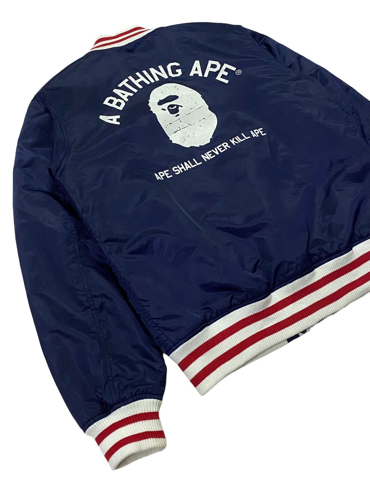 Bape A Bathing Ape ( BAPE ) Satin Baseball Jacket Size US M / EU 48-50 / 2 - 23 Thumbnail