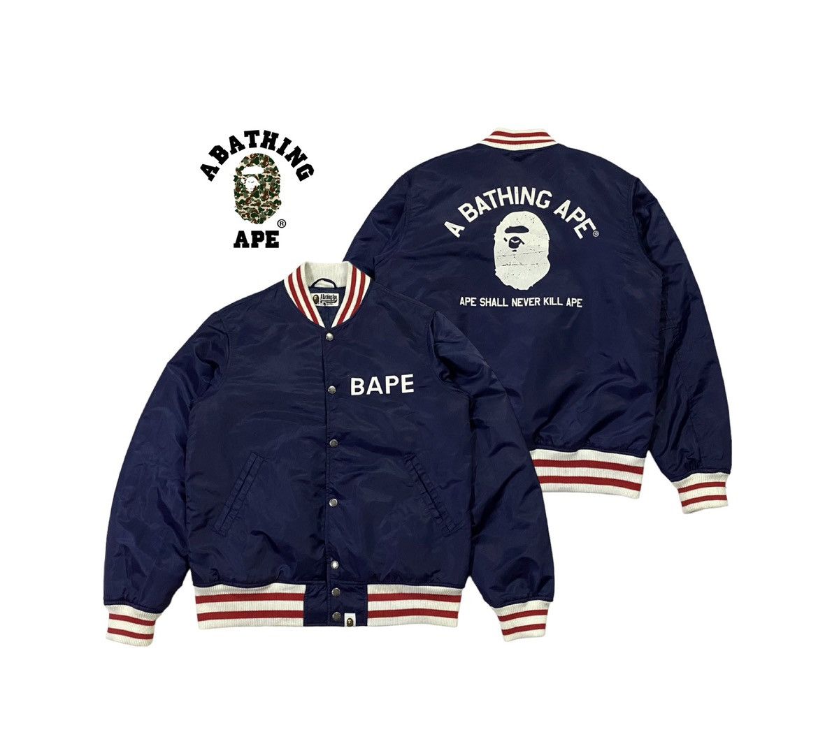 A Bathing Ape ( BAPE ) Satin Baseball Jacket