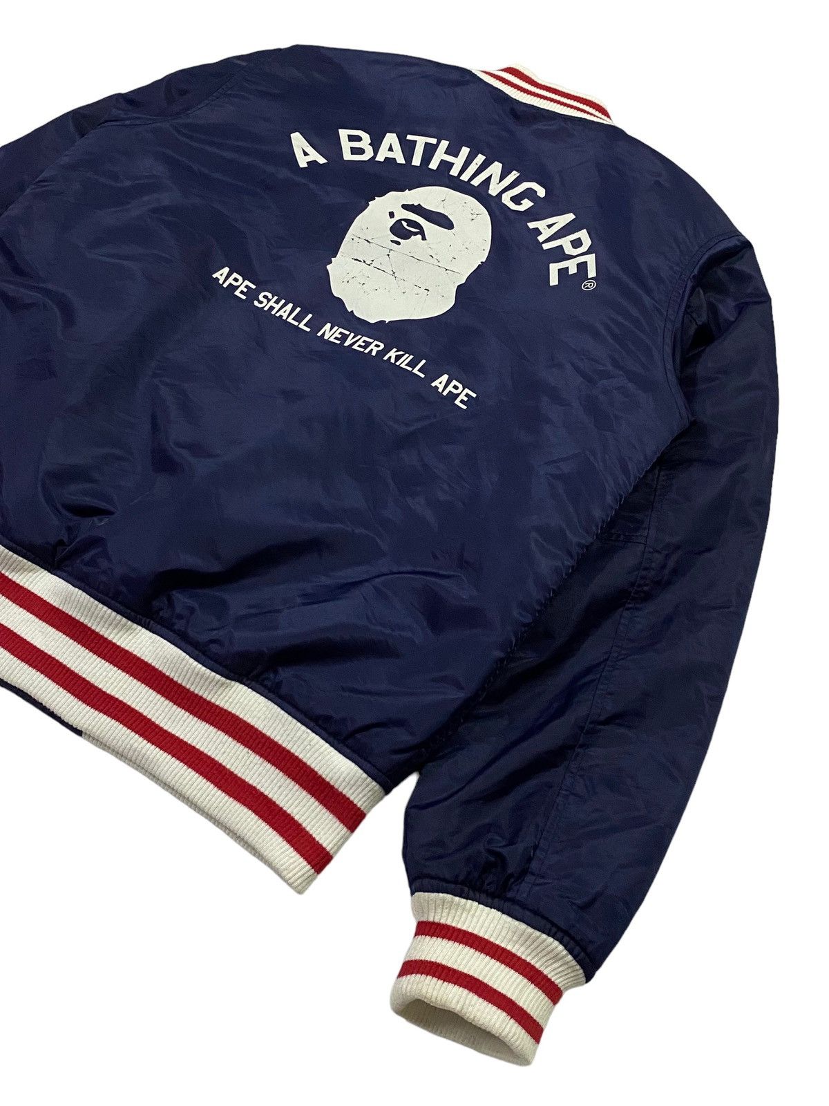 Bape A Bathing Ape ( BAPE ) Satin Baseball Jacket Size US M / EU 48-50 / 2 - 20 Thumbnail