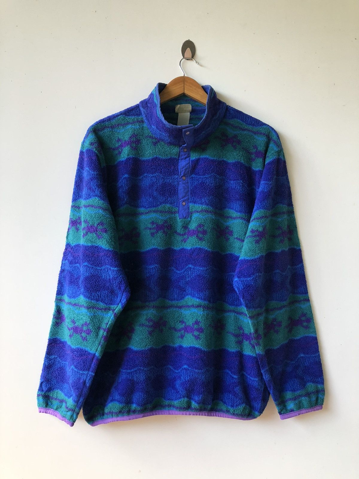 L.L. Bean Vintage L.L.Bear Fleece Patchwork Pullover blue jackets Size US L / EU 52-54 / 3 - 1 Thumbnail