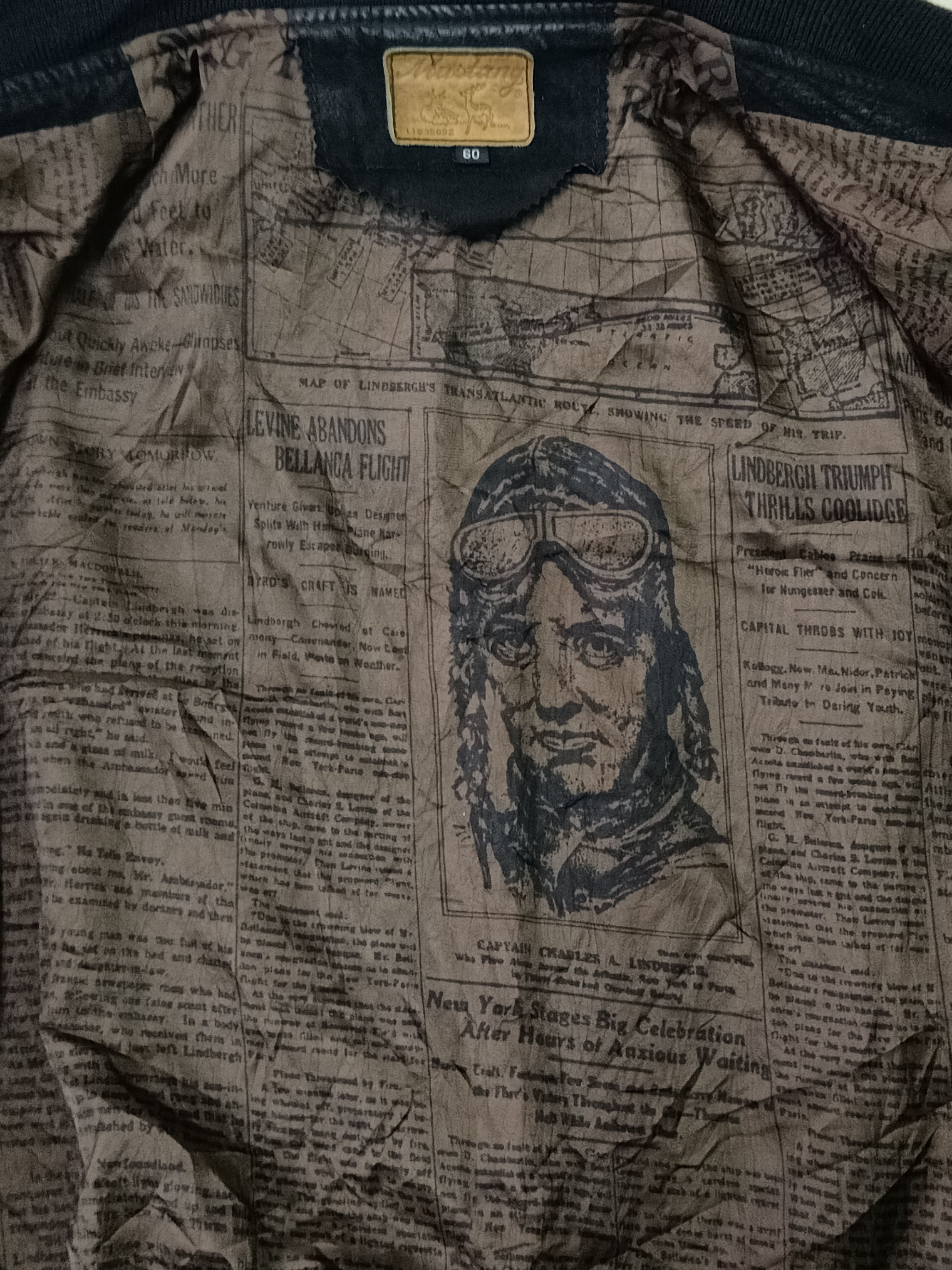 Mustang × Vintage MUSTANG x CAPT. CHARLES LINDBERGH x LEATHER BOMBER JACKET Size US XL / EU 56 / 4 - 1 Thumbnail