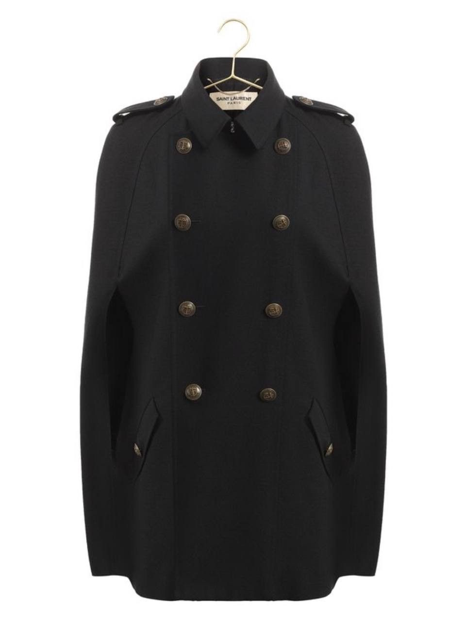 image of Grail! Saint Laurent Paris Military Double Breasted Coat in Black, Men's (Size Small)