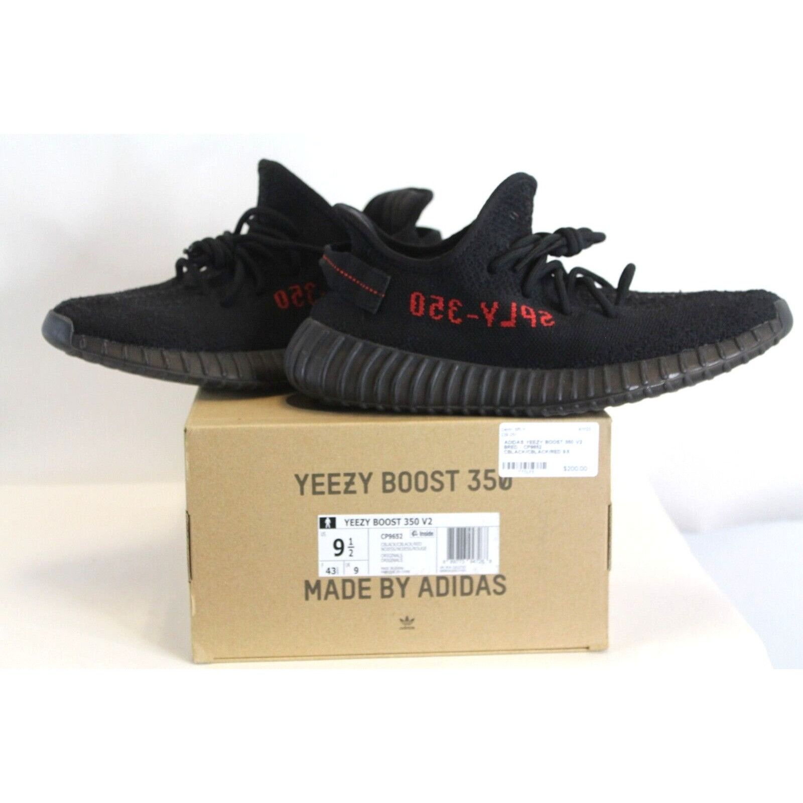 adidas cp9652 men yeezy boost 350 v2 black red
