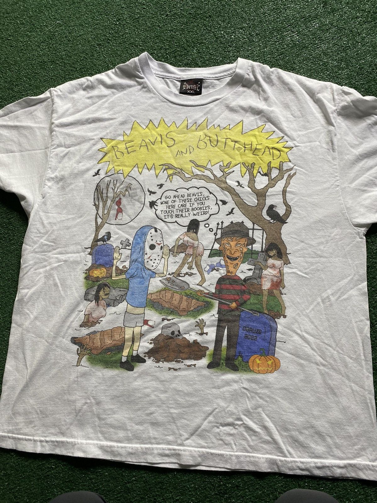 Streetwear Dbruze Bevis and Butthead Tee White Faded Design 2XL | Grailed