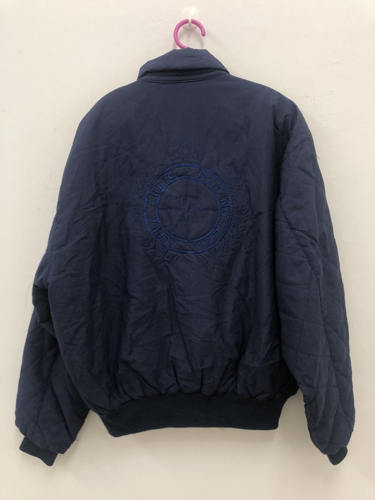 image of Alpha Cubic Racing Team Embroidered Logo Jacket in Blue Black, Men's (Size Medium)