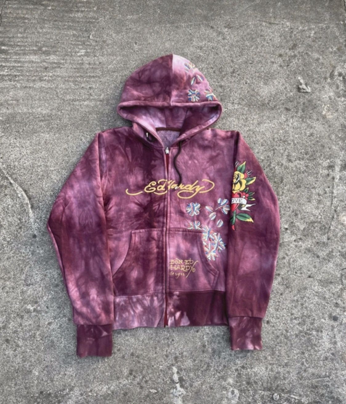 Vintage Ed Hardy Vintage Y2K Boxy Zip Hoodie Hip-hop Drip Affliction ...