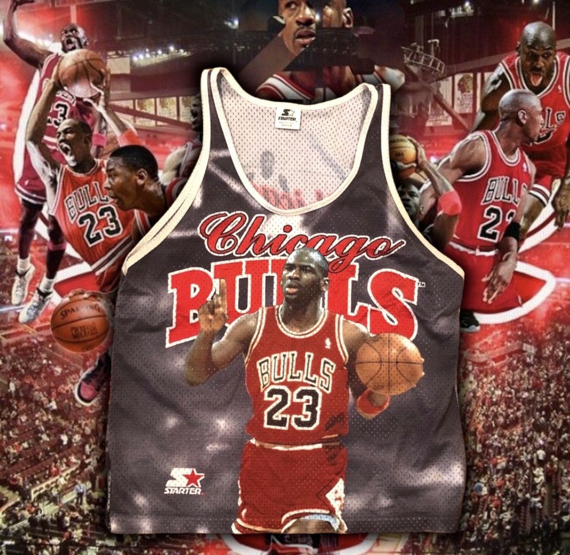 💎ViNTaGe💎 MiCHaeL JoRDaN🤾🏿‍♂️ STaRTeR ⭐️ FaNiMaTioN JeRSey 🎽