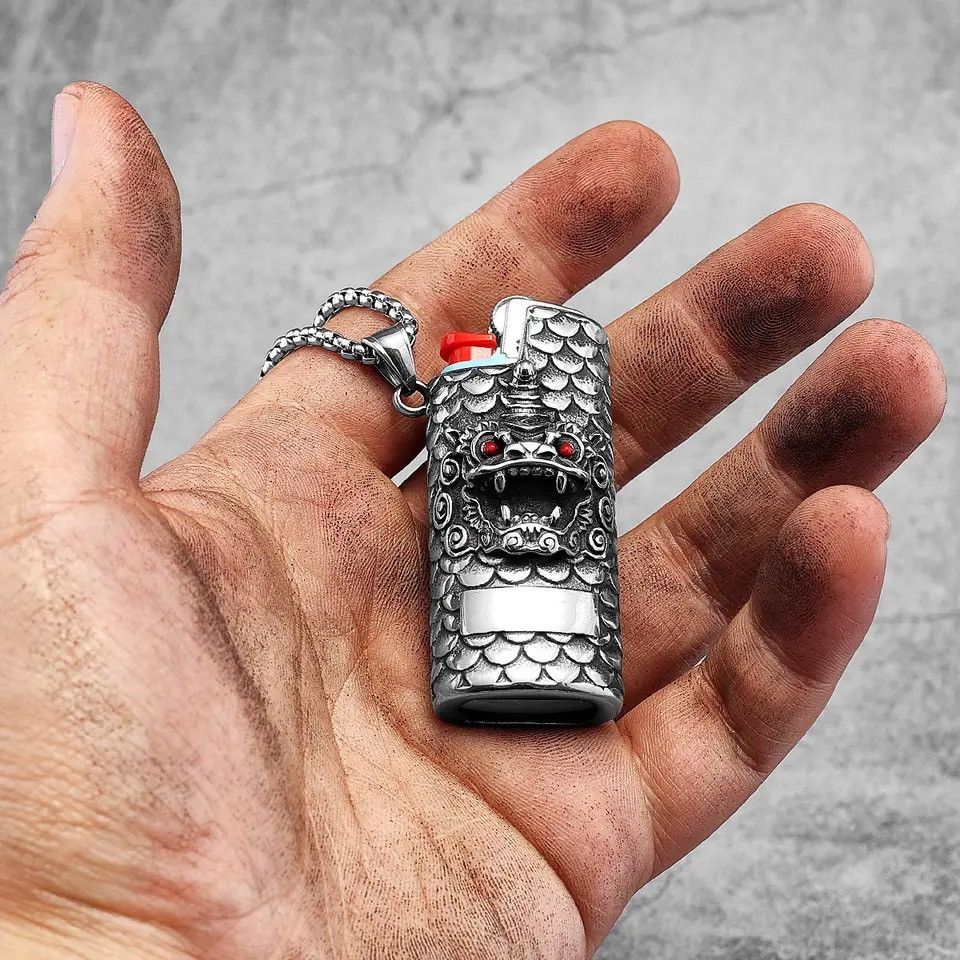 Jewelry Demon Lion Lighter Case Pendant Necklaces Size ONE SIZE - 1 Thumbnail