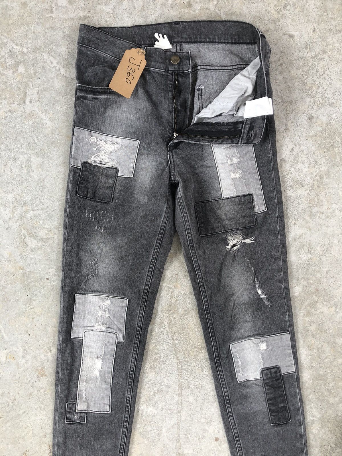 Who Decides War Japanese Monki Skinny Jeans Distressed Jeans Patchwork Denim Size US 29 - 3 Thumbnail