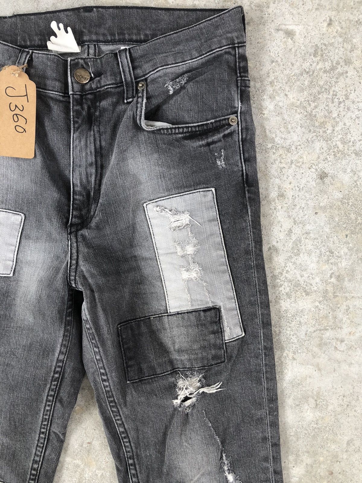 Who Decides War Japanese Monki Skinny Jeans Distressed Jeans Patchwork Denim Size US 29 - 5 Thumbnail