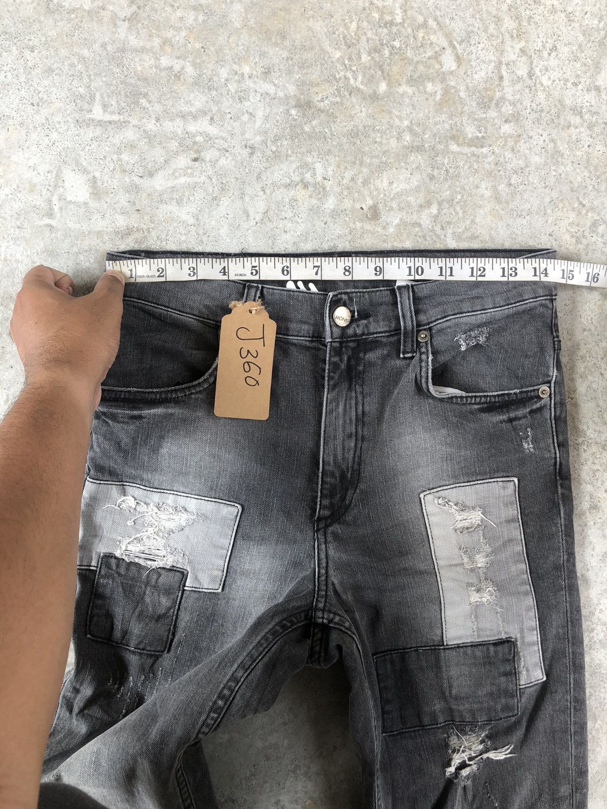 Who Decides War Japanese Monki Skinny Jeans Distressed Jeans Patchwork Denim Size US 29 - 14 Thumbnail