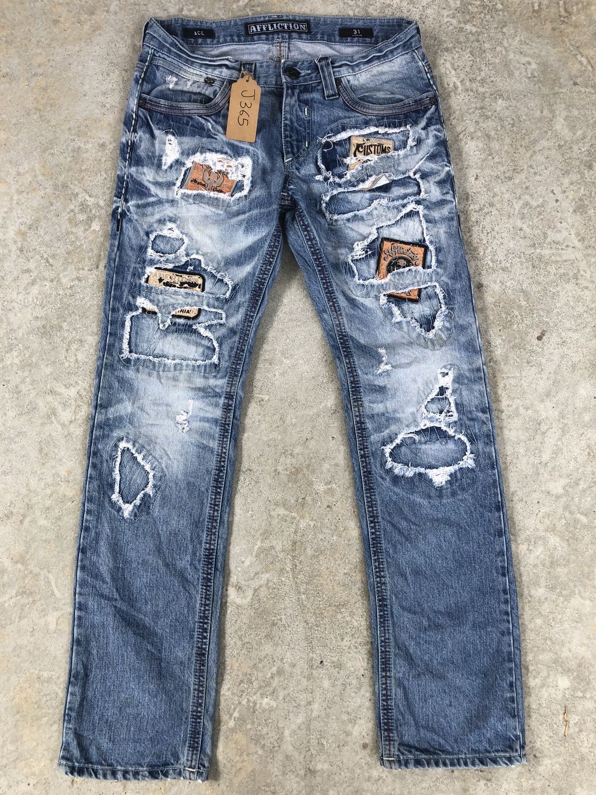 Who Decides War Japanese Affliction Patchwork Jeans Distressed Jeans Size US 33 - 1 Thumbnail