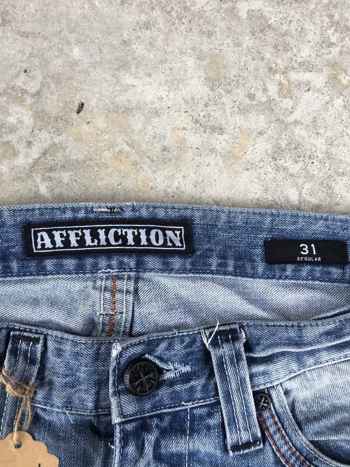 Who Decides War Japanese Affliction Patchwork Jeans Distressed Jeans Size US 33 - 13 Thumbnail