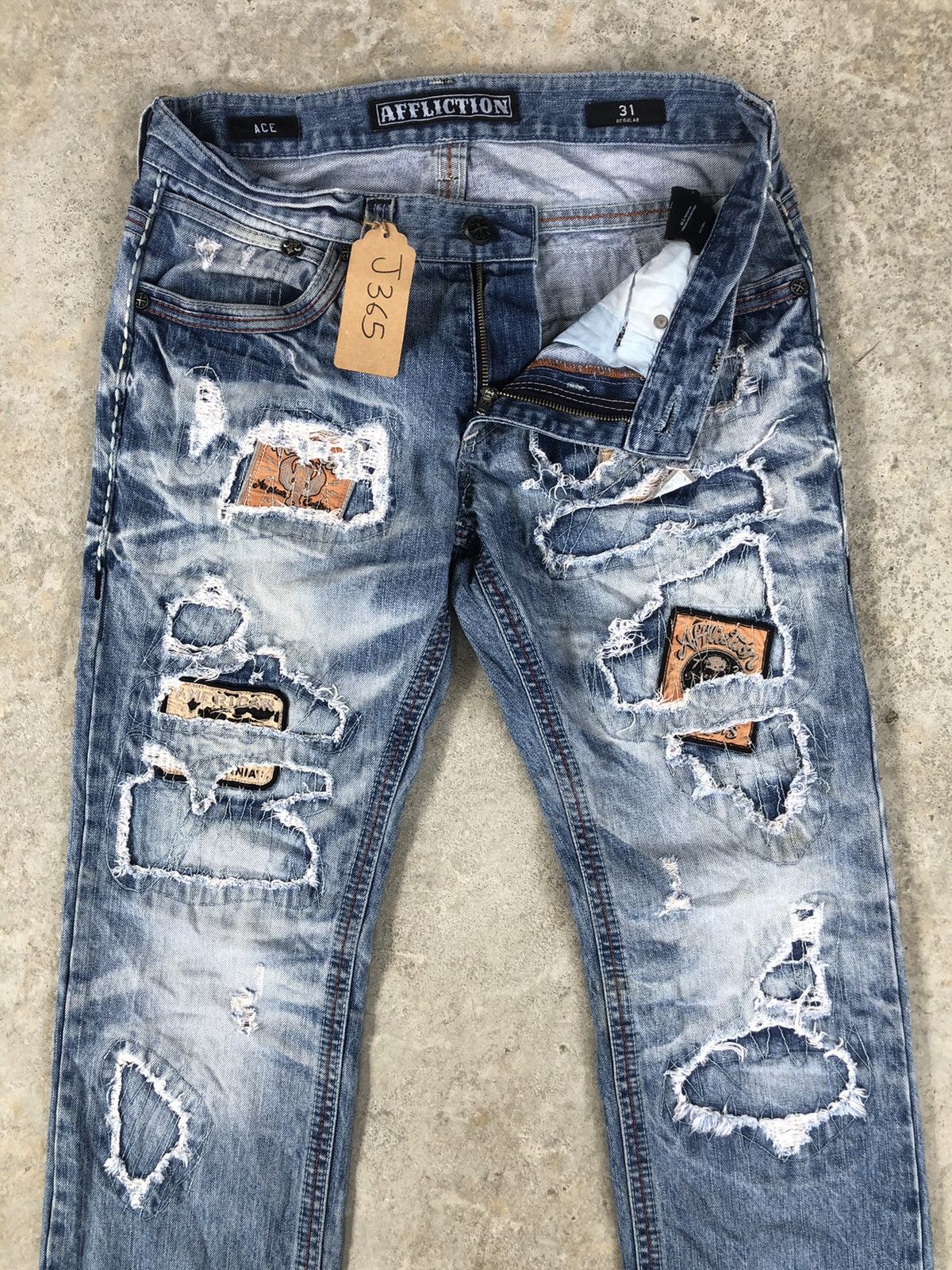 Who Decides War Japanese Affliction Patchwork Jeans Distressed Jeans Size US 33 - 5 Thumbnail