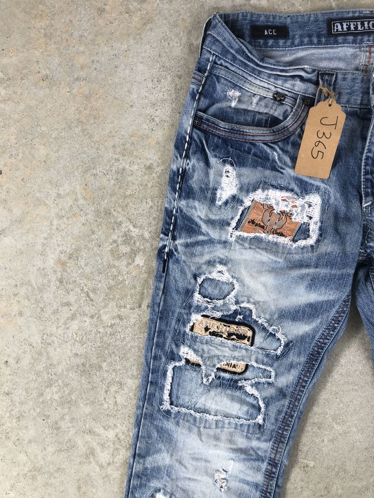 Who Decides War Japanese Affliction Patchwork Jeans Distressed Jeans Size US 33 - 7 Thumbnail