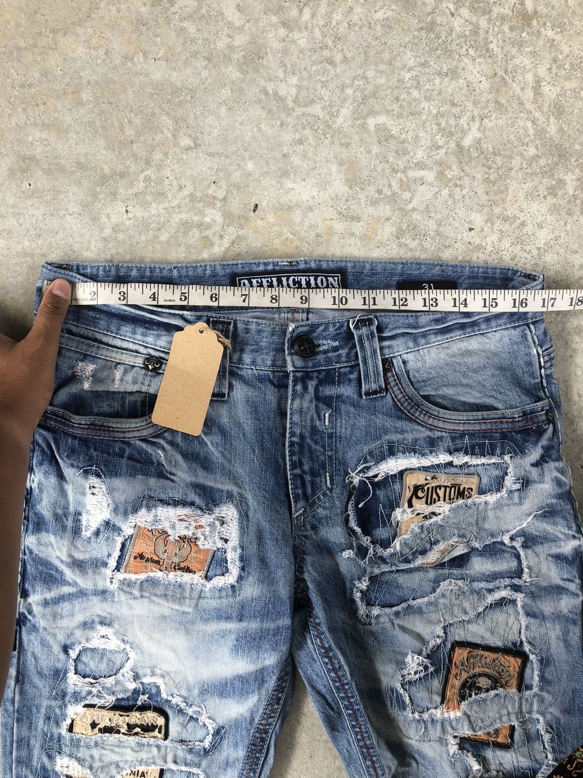 Who Decides War Japanese Affliction Patchwork Jeans Distressed Jeans Size US 33 - 16 Thumbnail